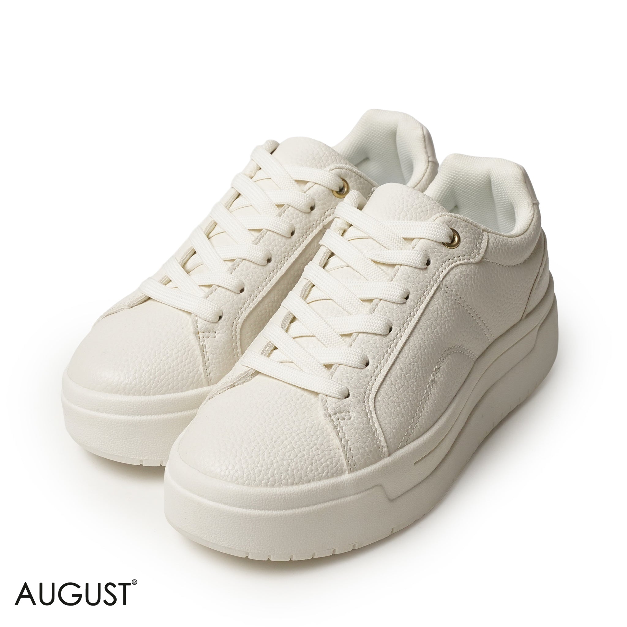 WHITE LEATHER SNEAKERS WITH THICK SOLE