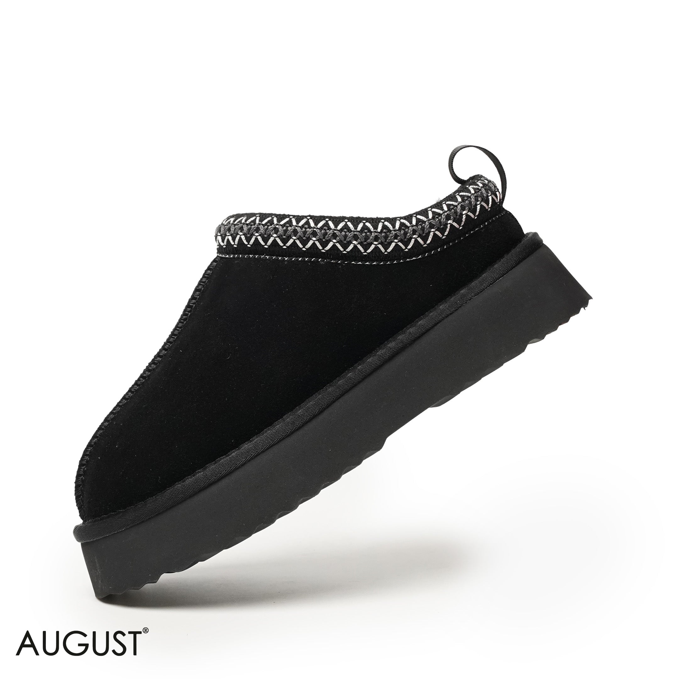 BLACK SUEDE LEATHER UGGS WITH DETAIL TOUCH