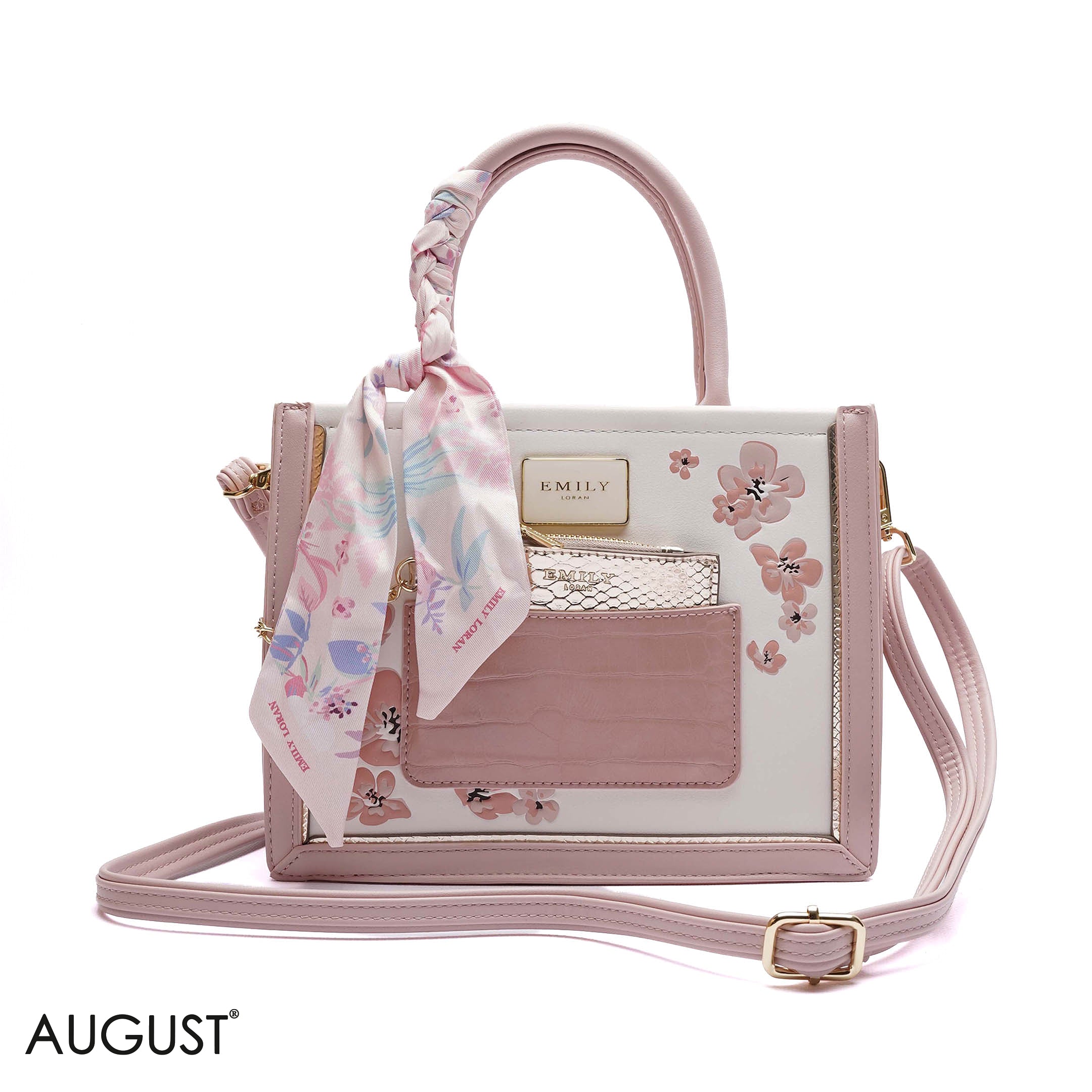FLORAL EMBROIDERED HANDBAG WITH POUCH - SMALL