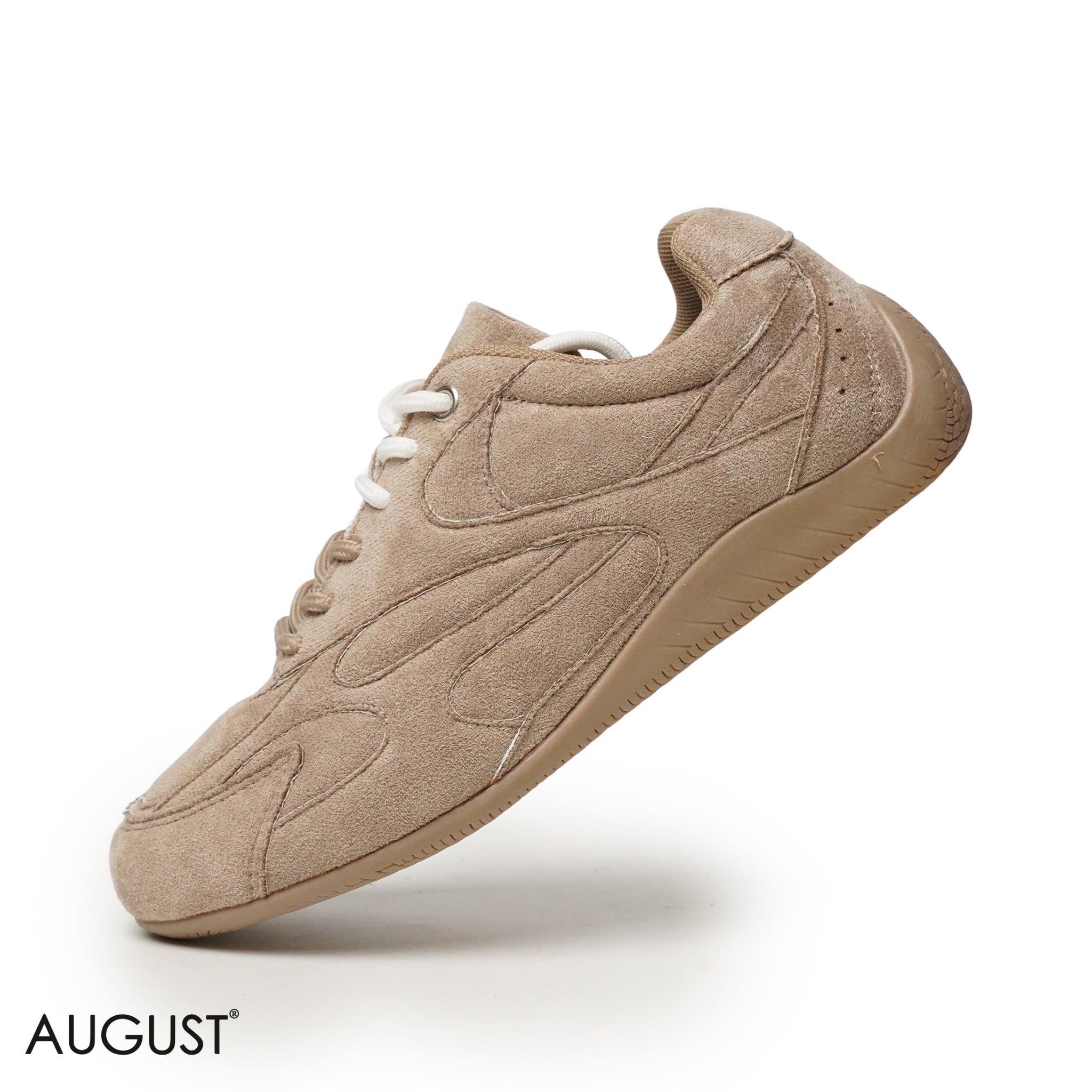 TAUPE CHAMOIS LEATHER SNEAKERS WITH COLORFUL BOND