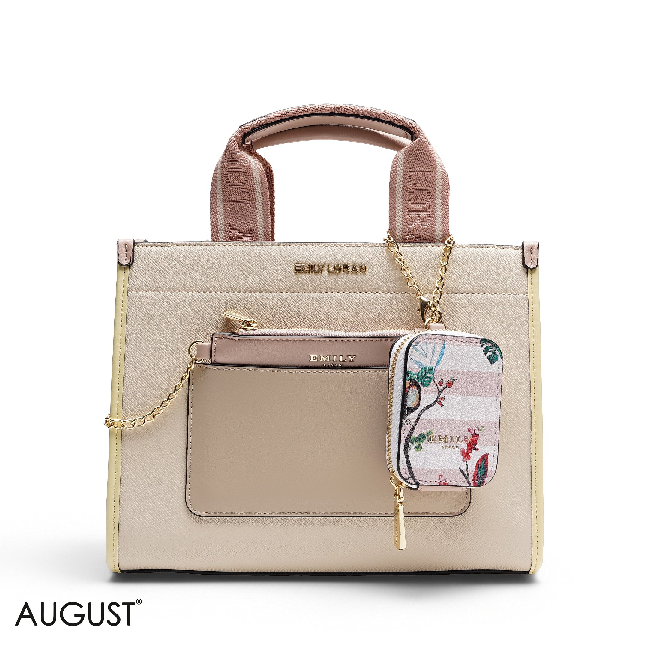 FLORAL STRUCTURED MULTI-POUCH TOTE BAG SET