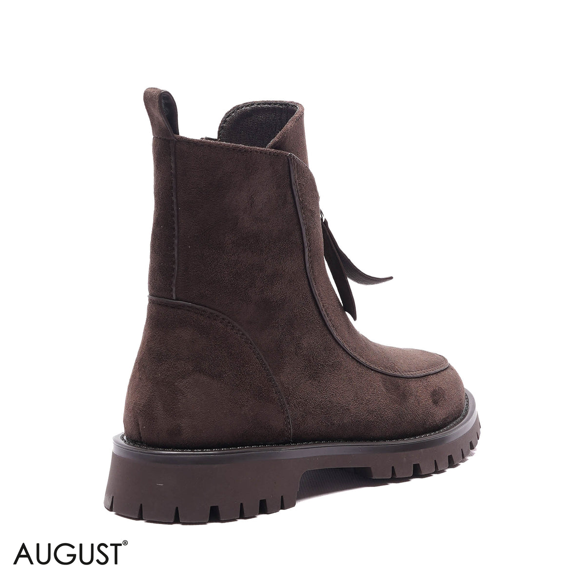 FRONT-ZIP LUG-SOLE SUEDE BOOTS