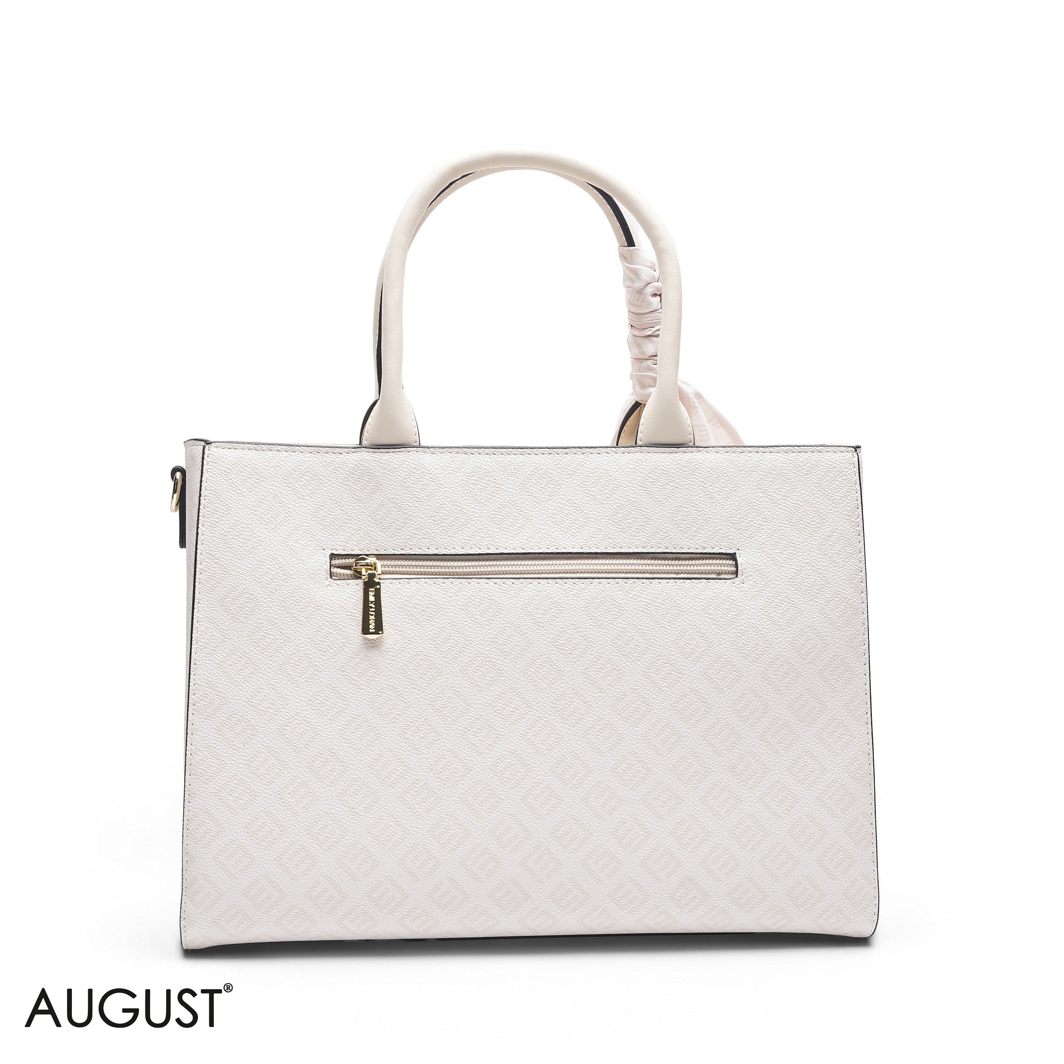 CREAM BAG WITH FRONT POCKET & SCARF - LARGE