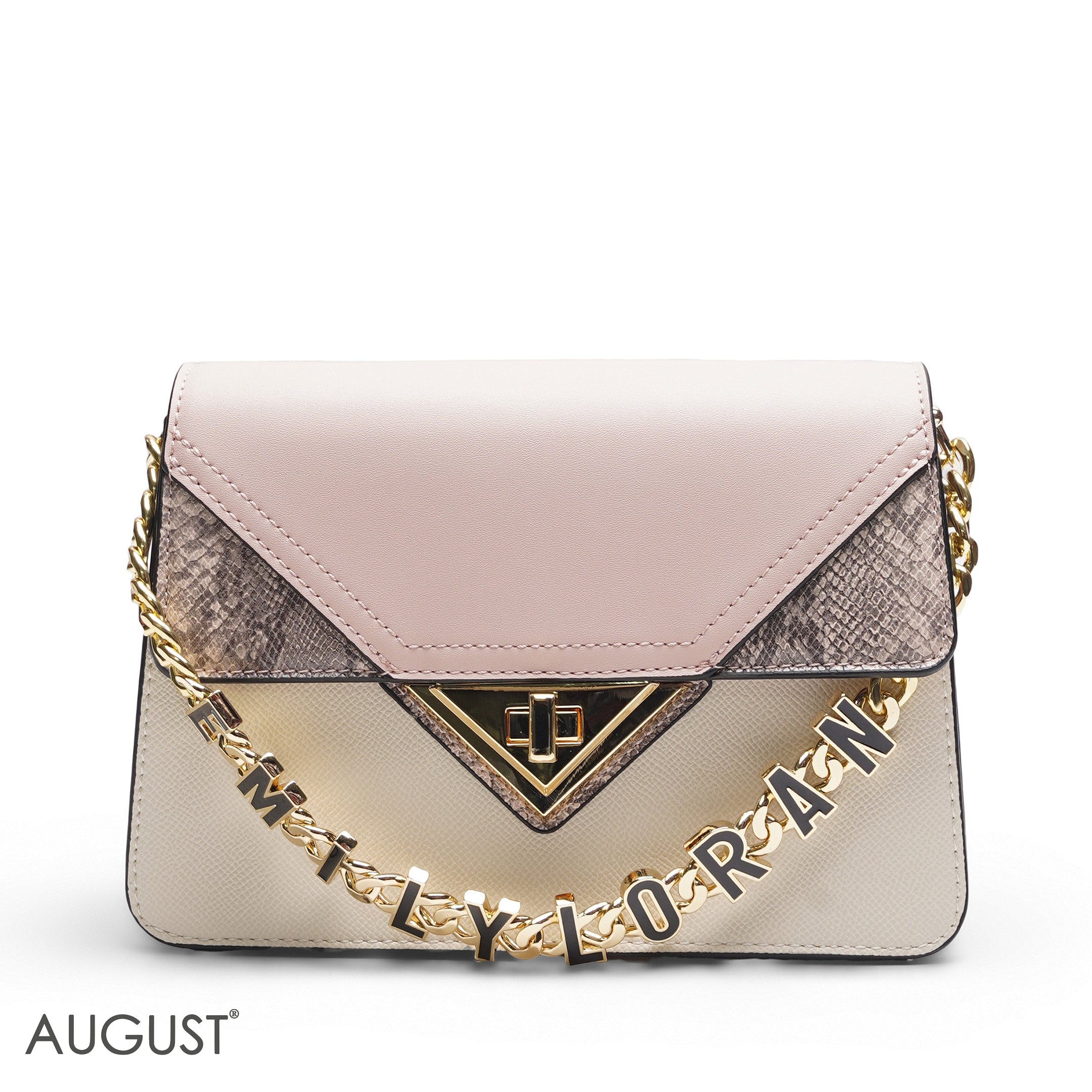 EMILY LORAN PINK & SNAKESKIN ENVELOPE BAG - MED