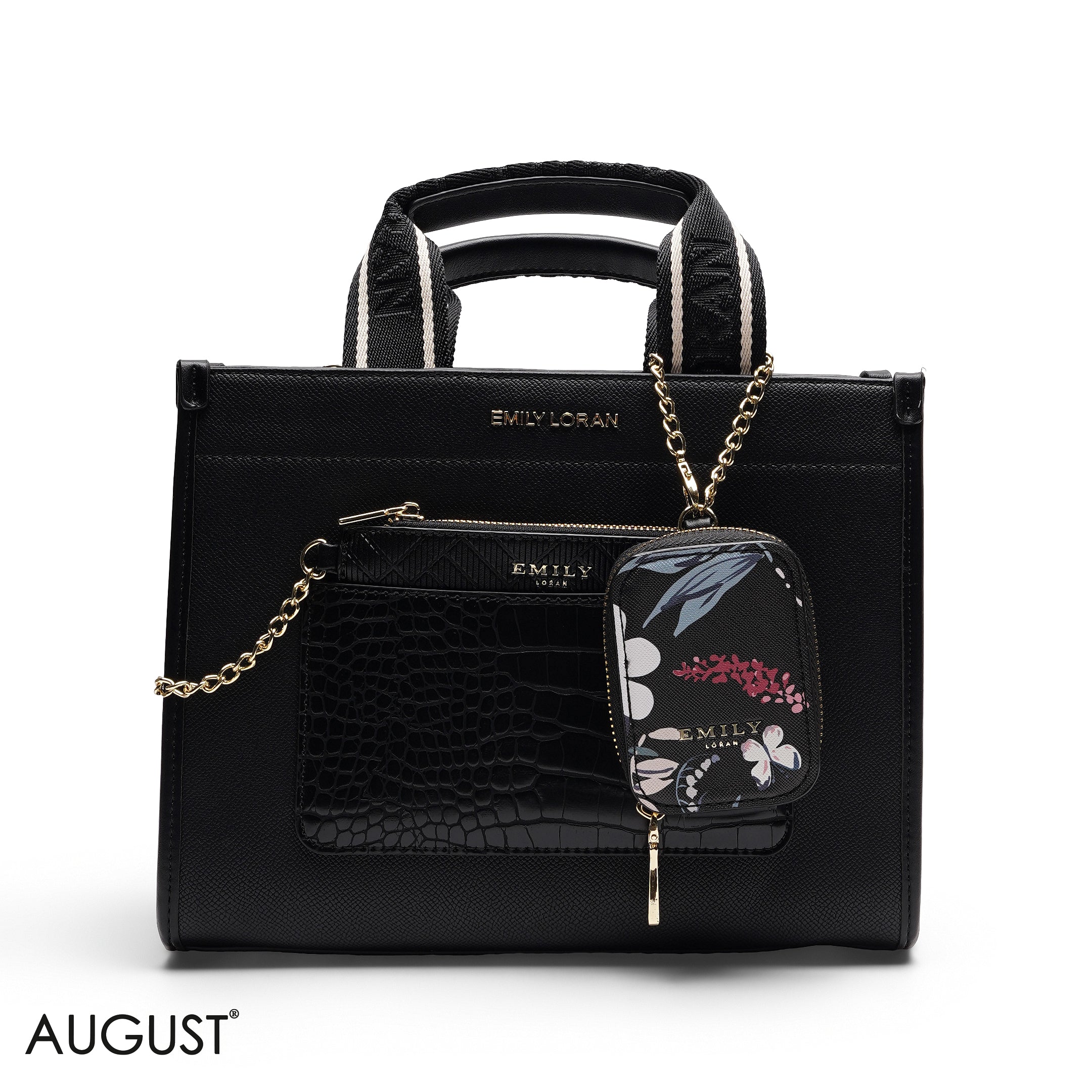 FLORAL STRUCTURED MULTI-POUCH TOTE BAG SET