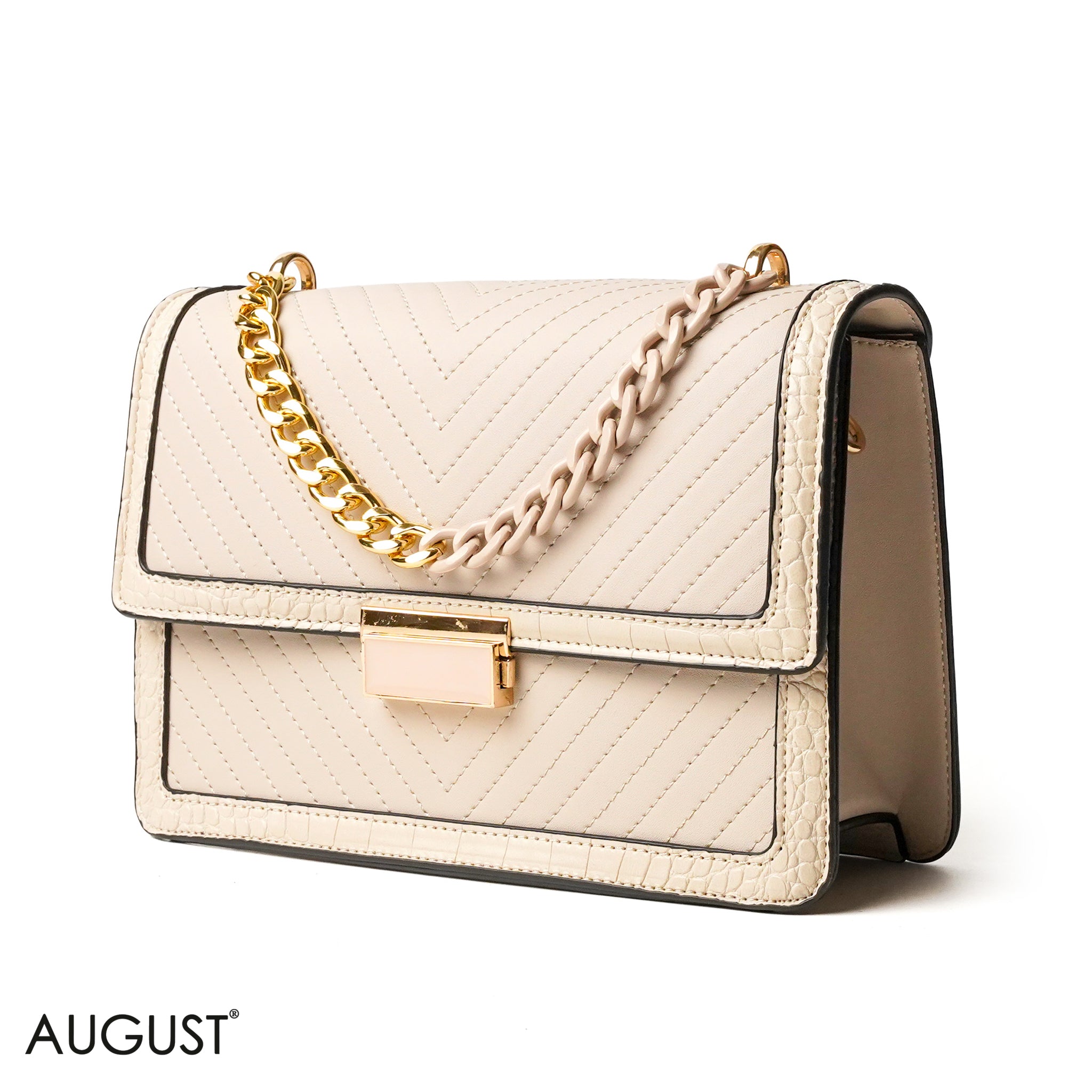 BEIGE CROSS BAG WITH SIMPLE BUFF DETAIL - MED