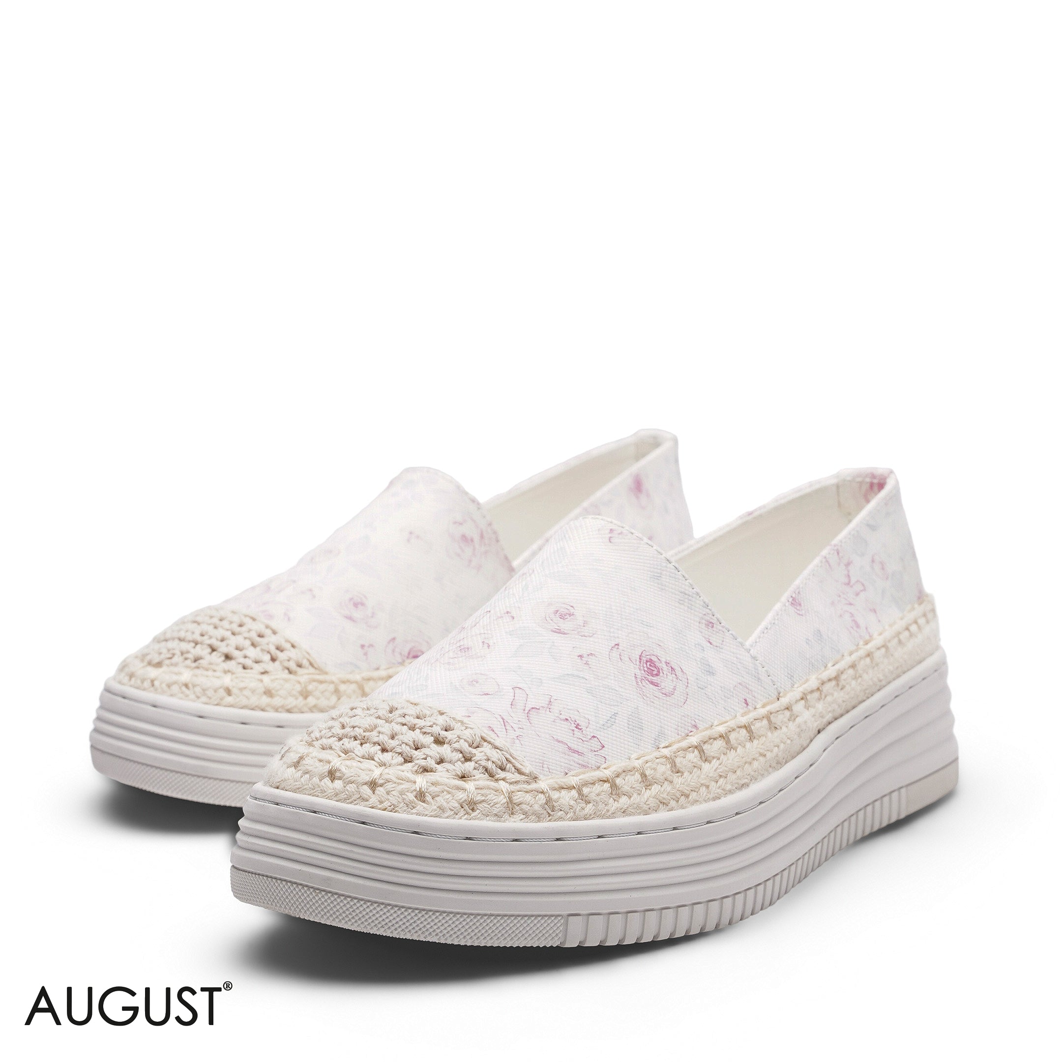 ELEGANT WHITE FLORAL CLASSIC POINTED TOE FLAT