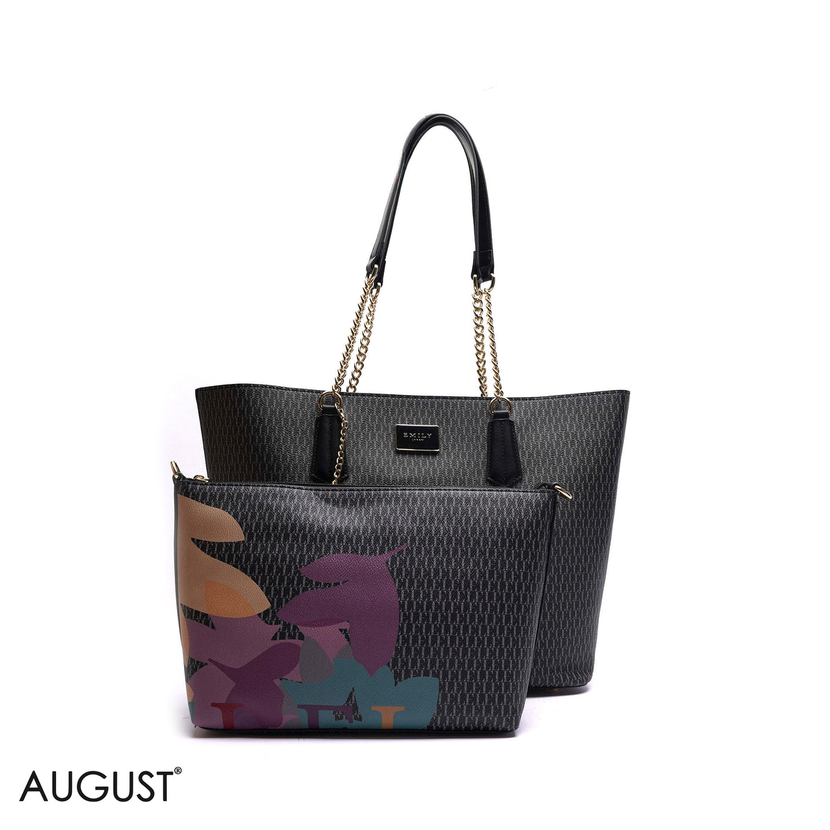 MONOGRAM SHOULDER BAG WITH PRINTED POUCH