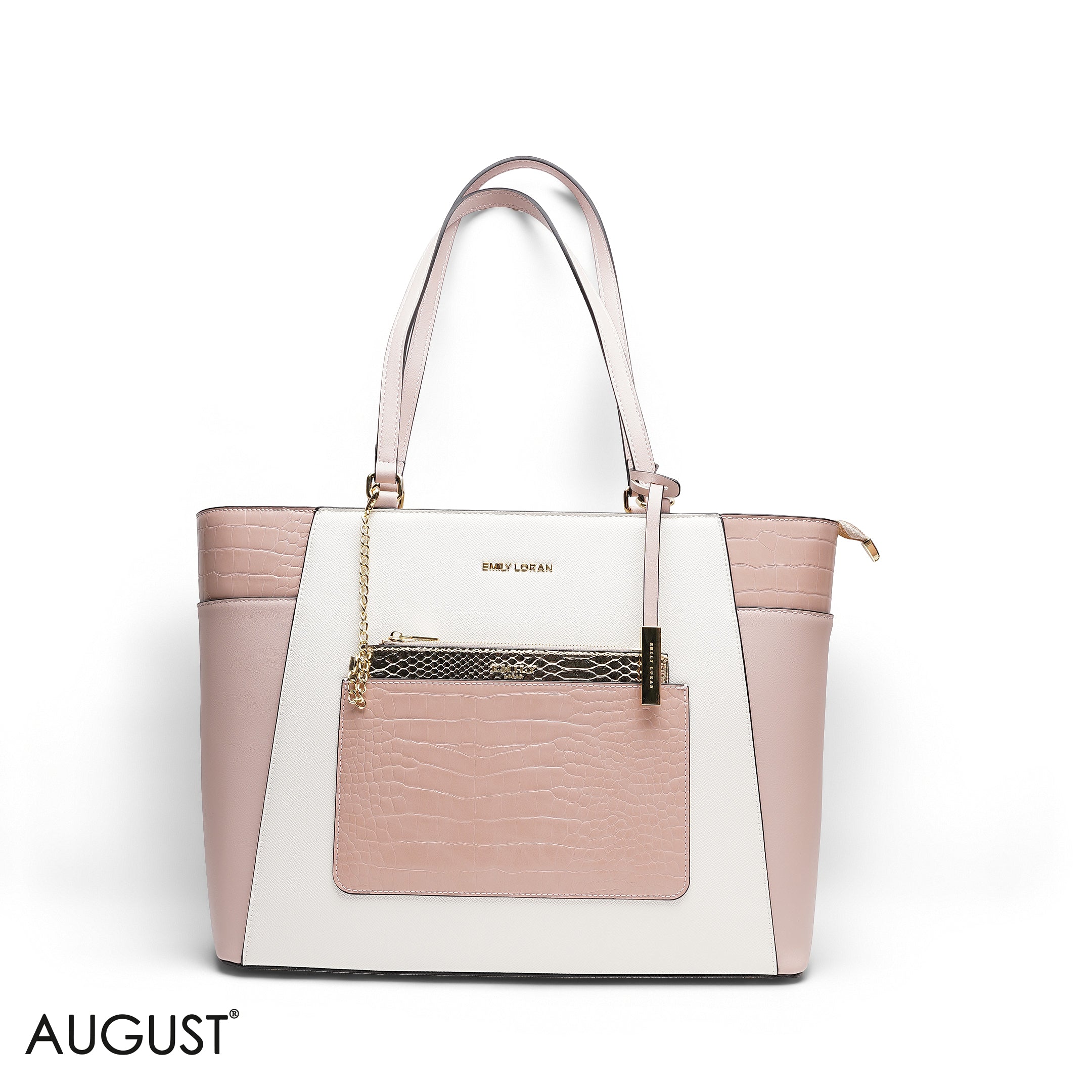 MIXED-TEXTURE PANELLED TOTE SET