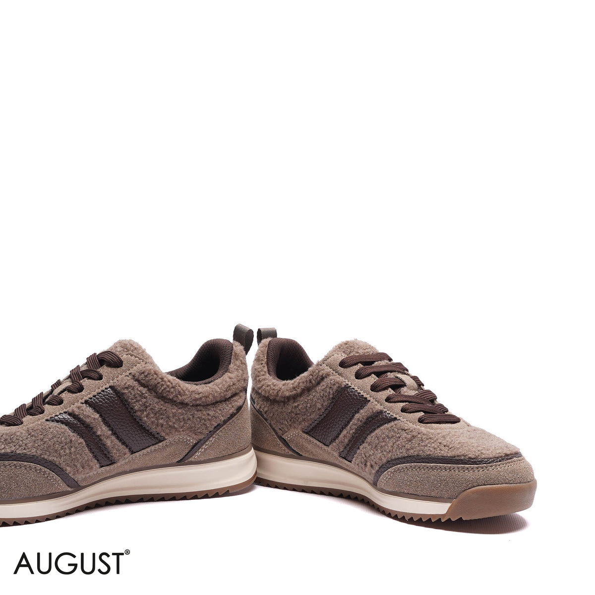 FAUX FUR STRIPED LOW-TOP SNEAKERS