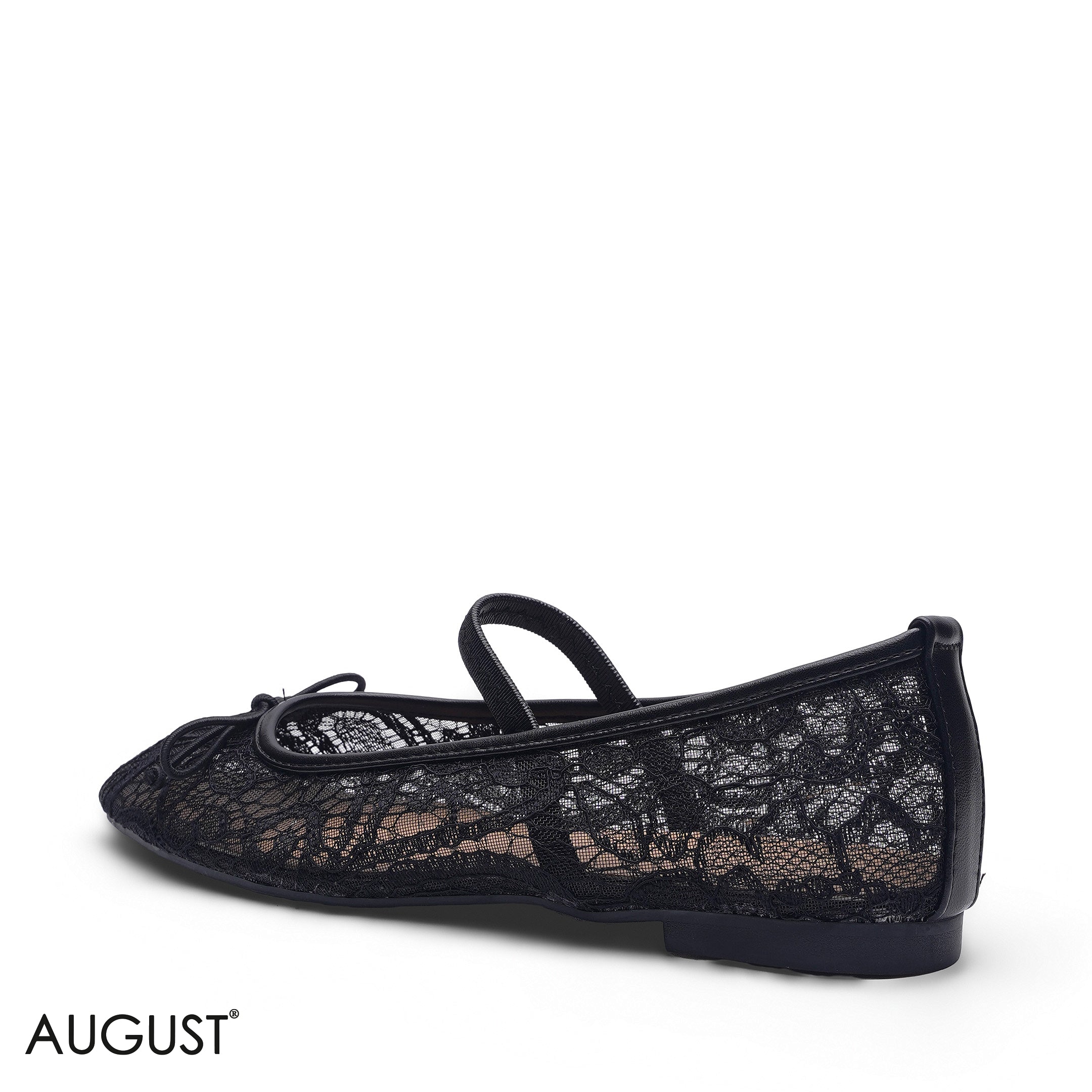 ELEGANT BLACK LACE BOW BALLERINA