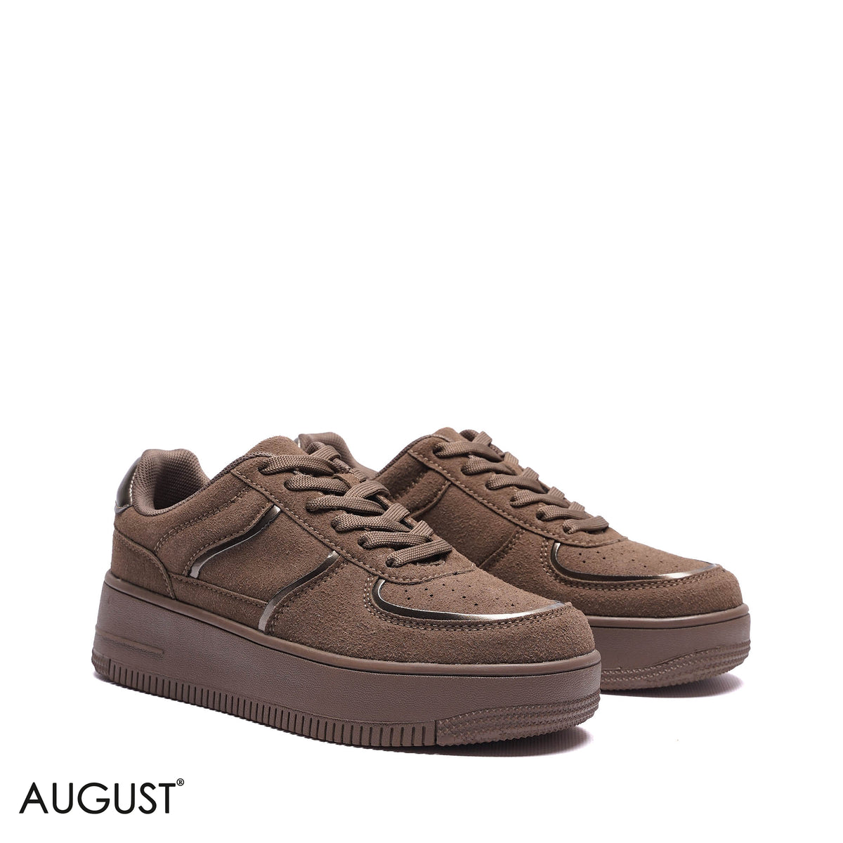 SUEDE METALLIC-TRIM PLATFORM SNEAKERS
