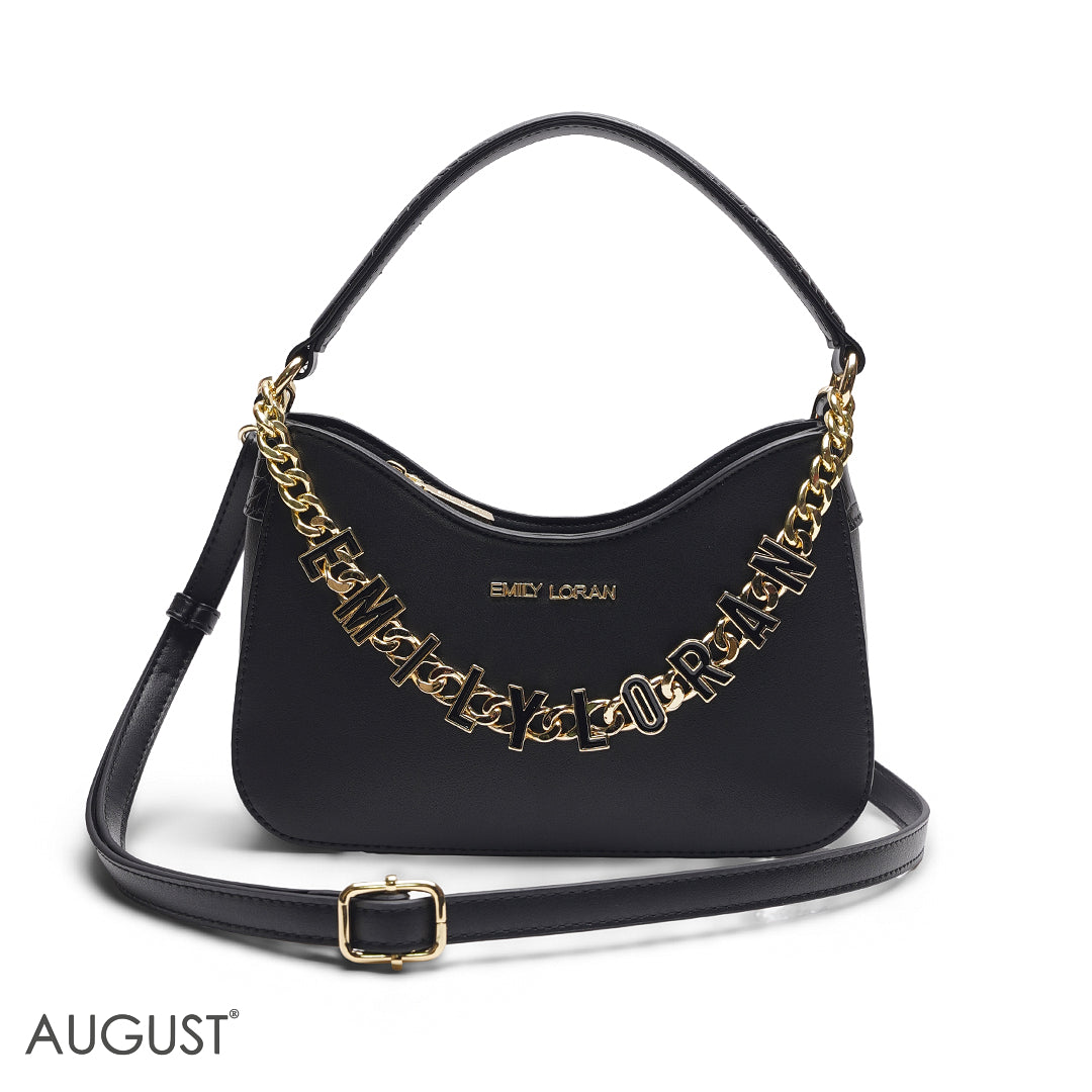BLACK SHOULDER BAG WITH CHAIN