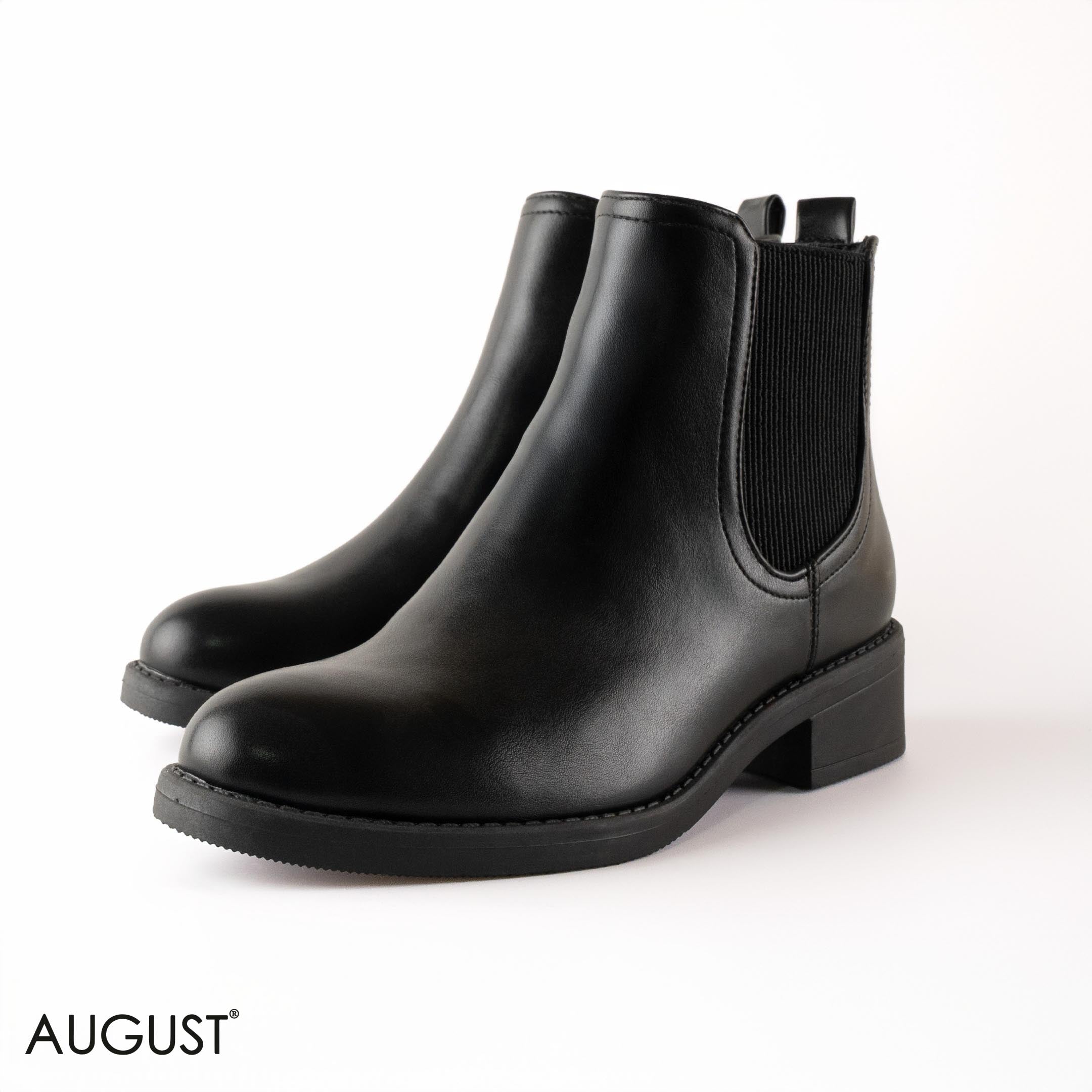 BROWN LEATHER ANKLE BOOTS WITH RUBBER DETAIL