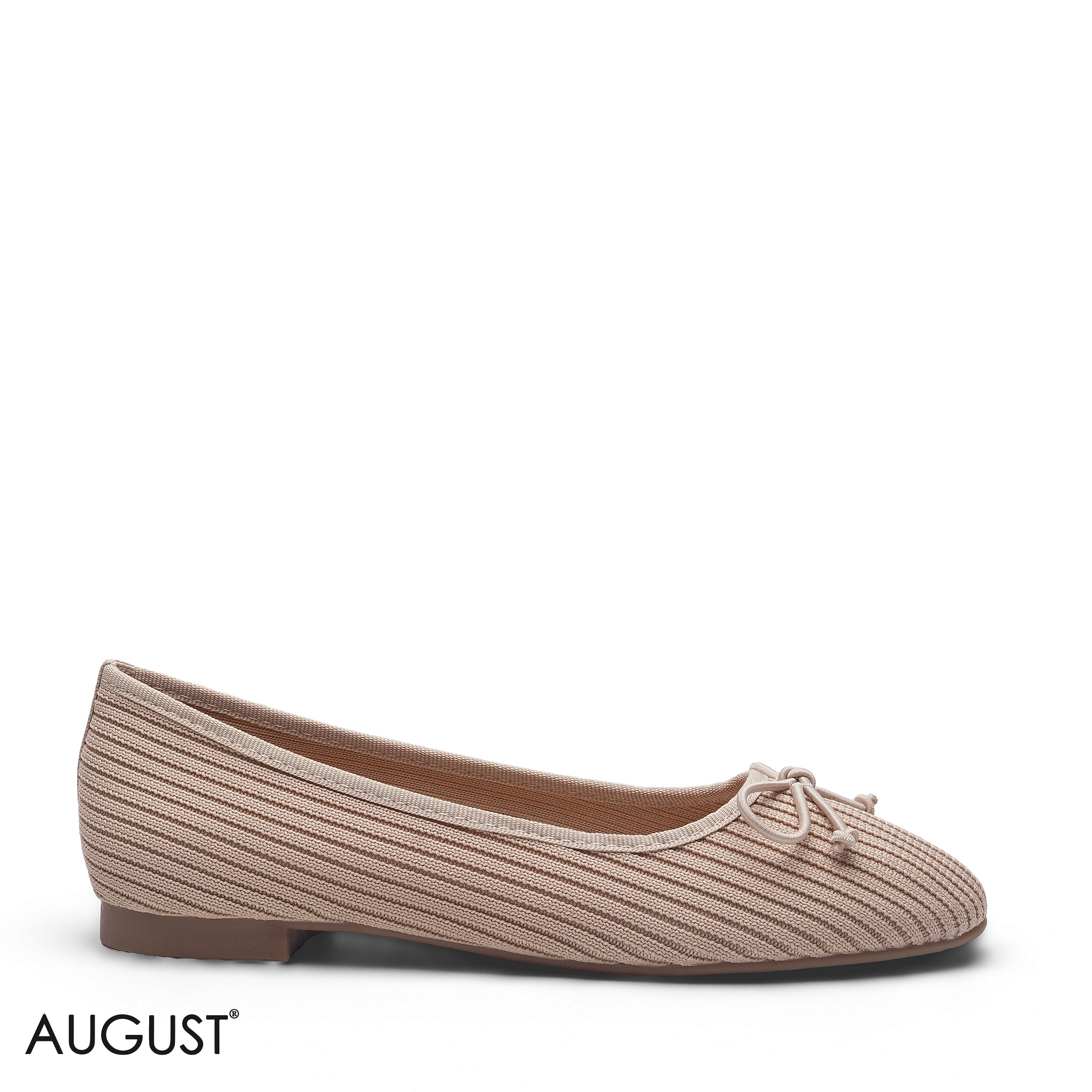 ELEGANT BEIGE KNIT BOW FLAT