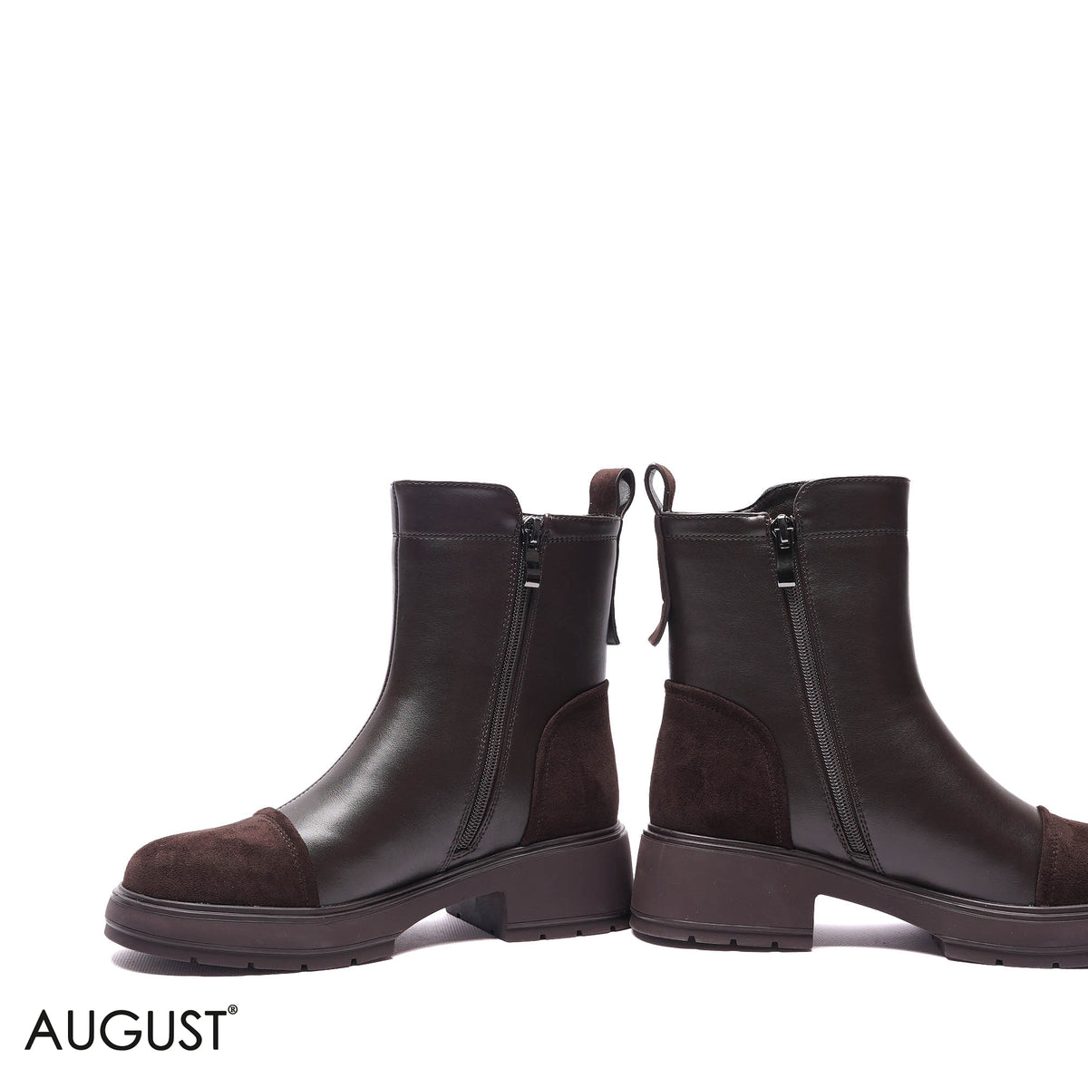 CONTRAST TOE-CAP LUG-SOLE BOOTS