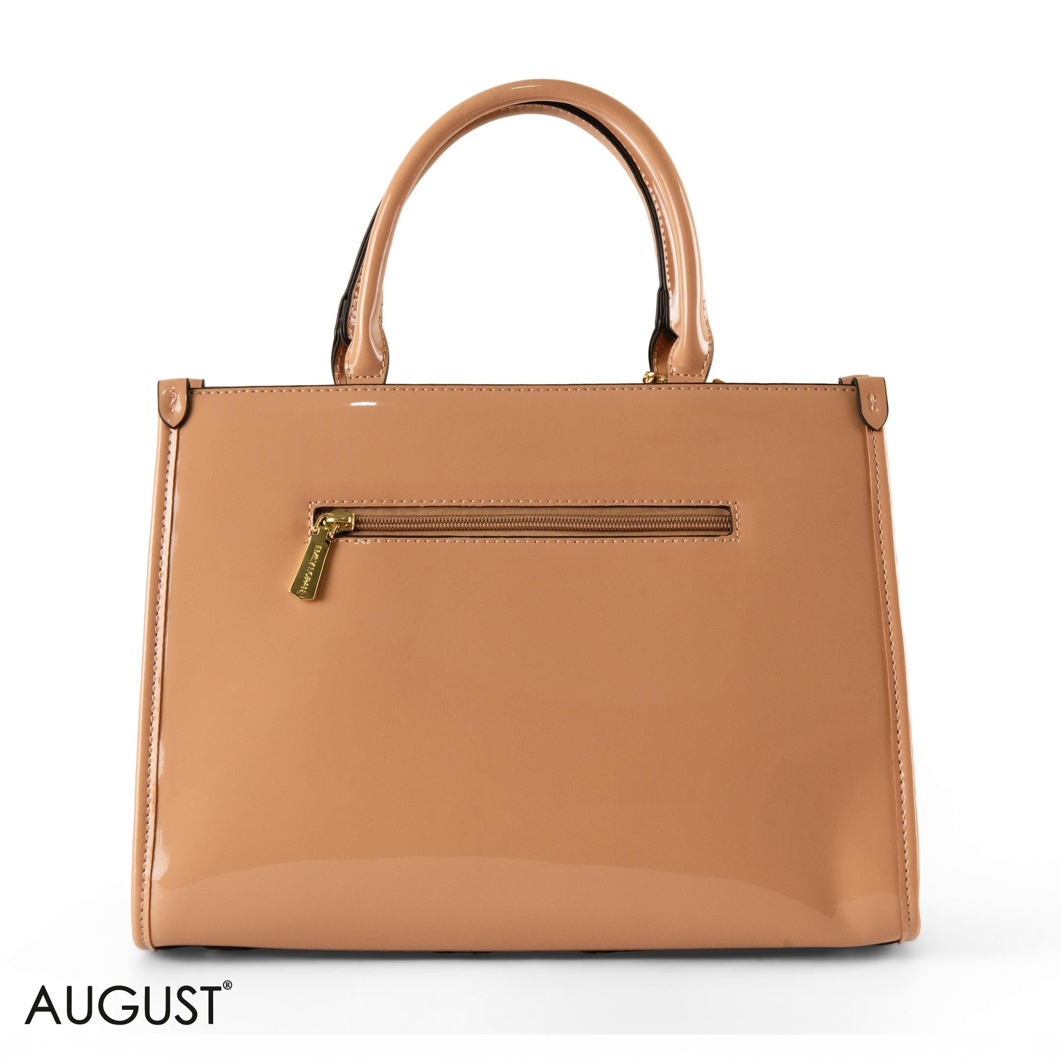 CLASSIC GLOSSY LEATHER PATTERNED HANDBAG - LARGE