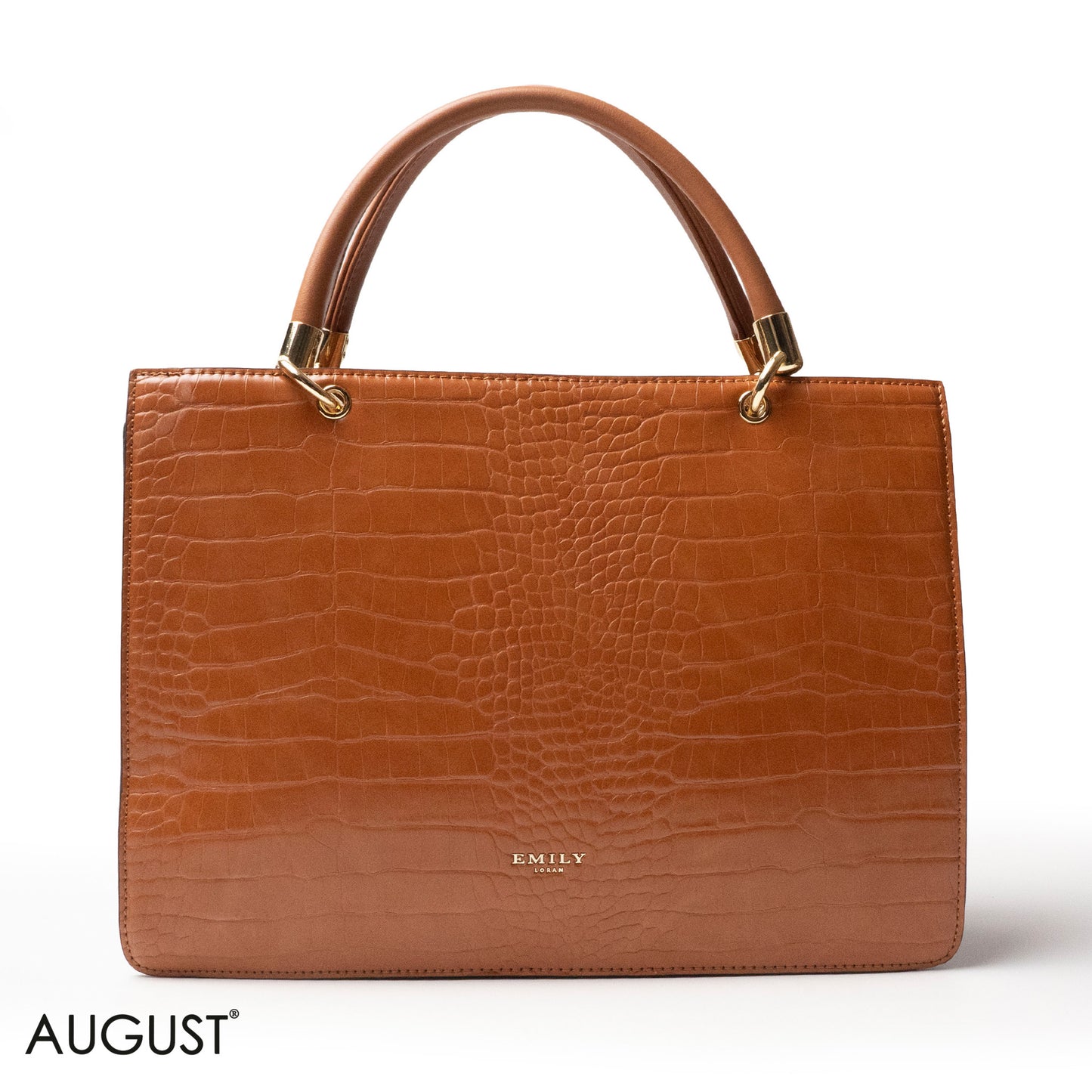 CROC LEATHER HANDBAG WITH FLAP - LARGE