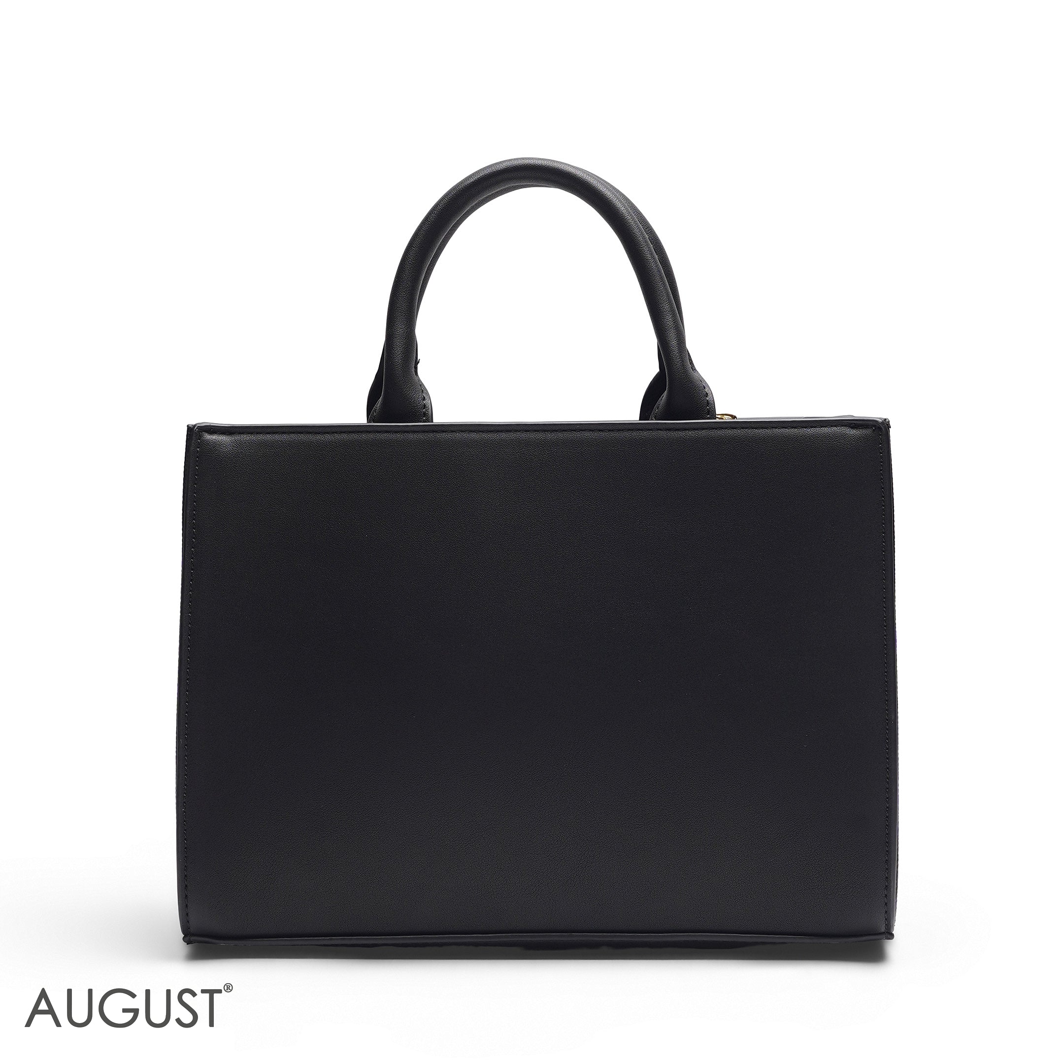 EMILY EMBOSSED LOGO TOTE BAG - BLACK & CREAM - MED