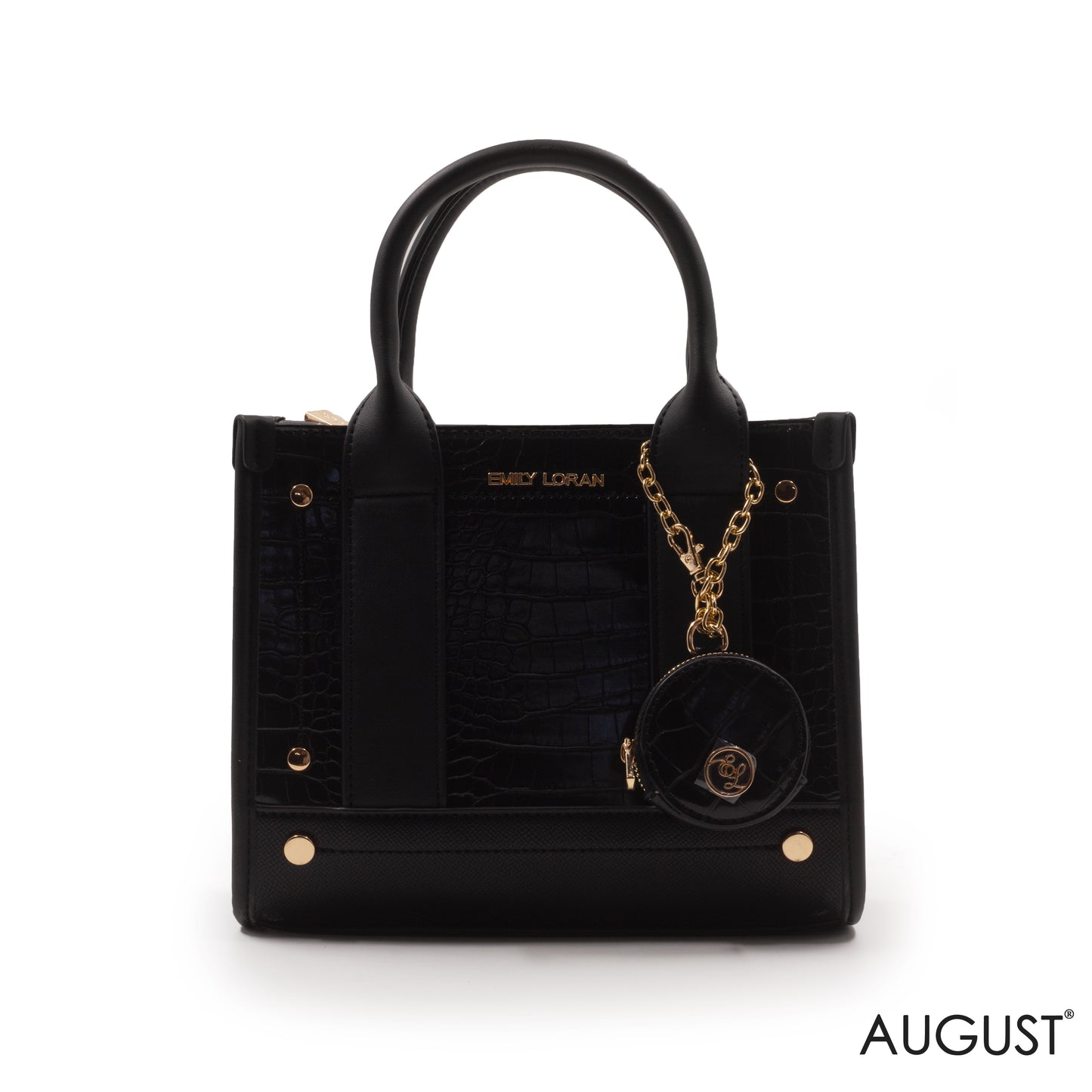 LEATHER HANDBAG WITH SMOOTH CROC DETAILS- SMALL