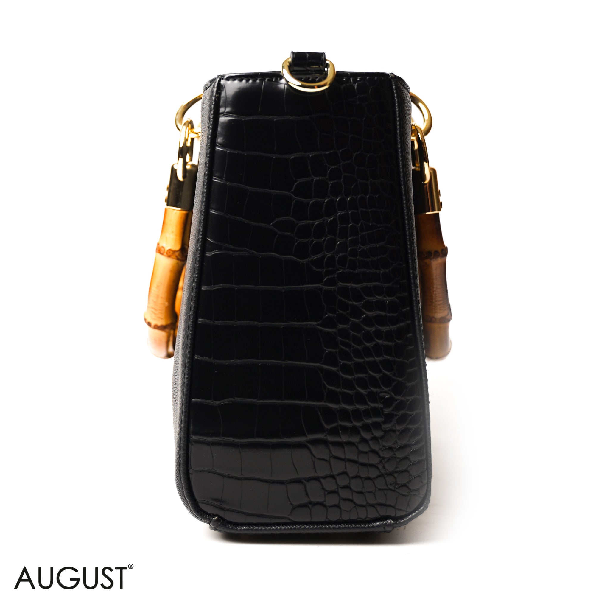 BLACK WITH BAMBOO HANDLE - LARGE
