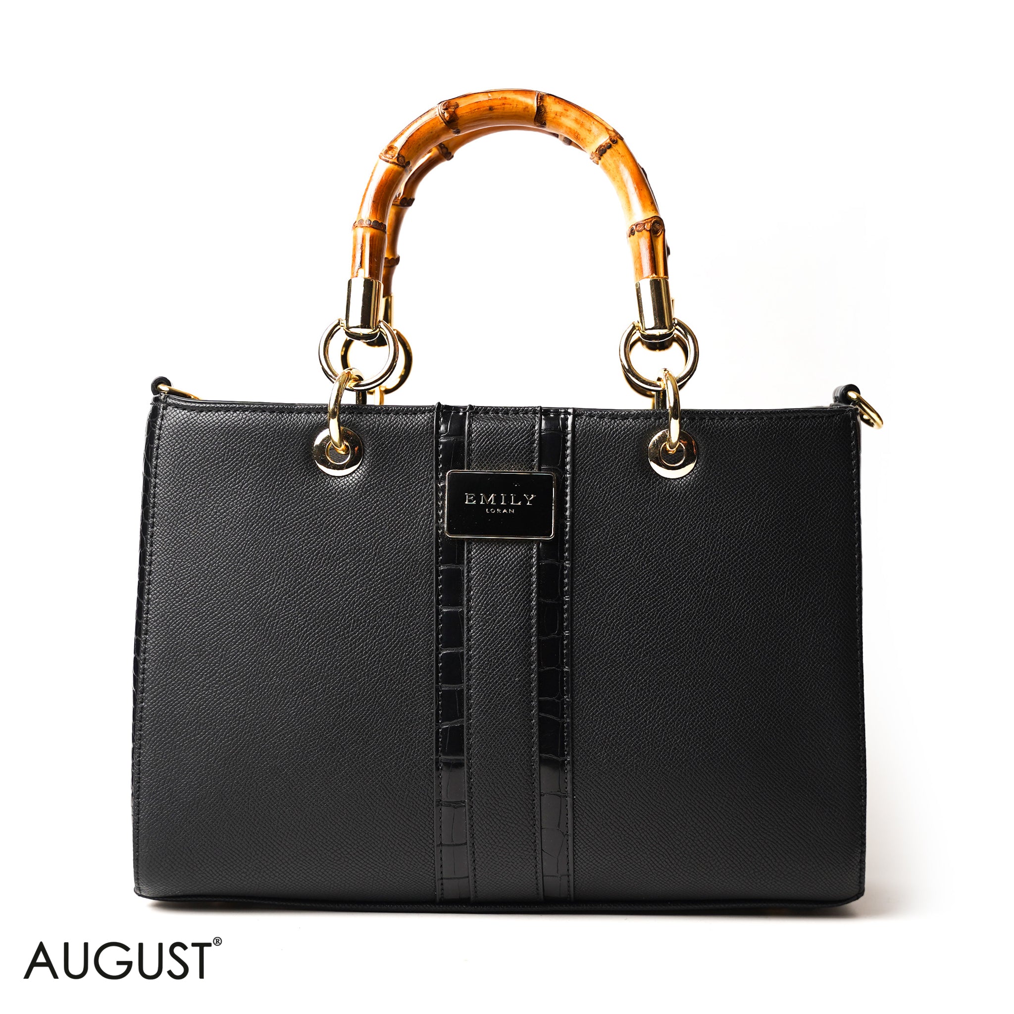 BLACK WITH BAMBOO HANDLE - LARGE