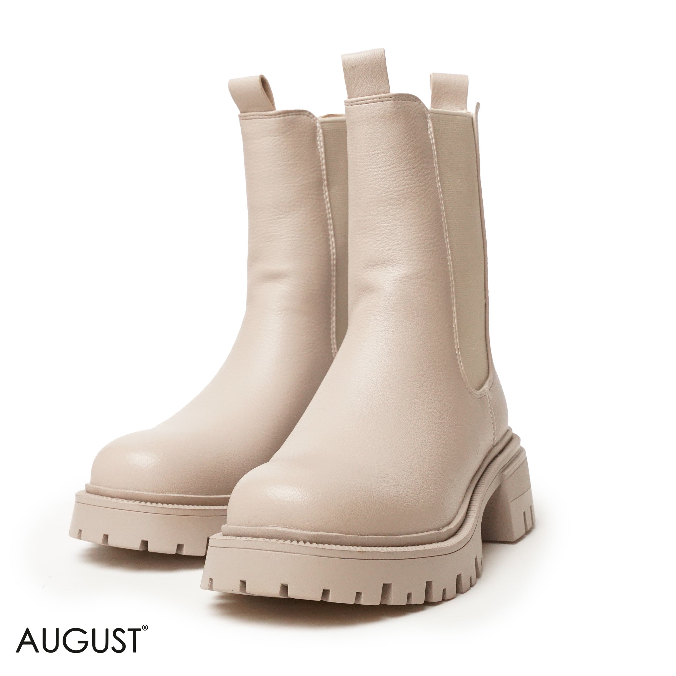 GREY LEATHER ANKLE BOOTS WITH ELASTIC SIDES