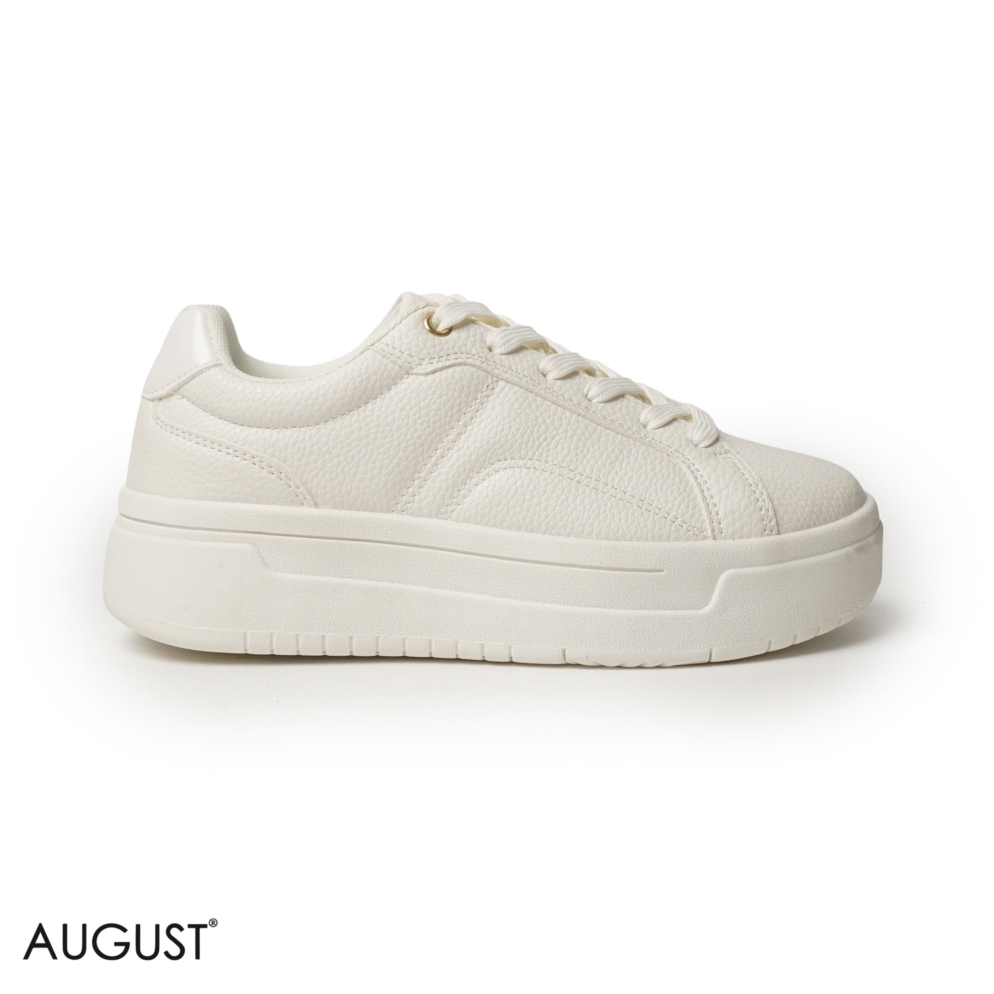 WHITE LEATHER SNEAKERS WITH THICK SOLE