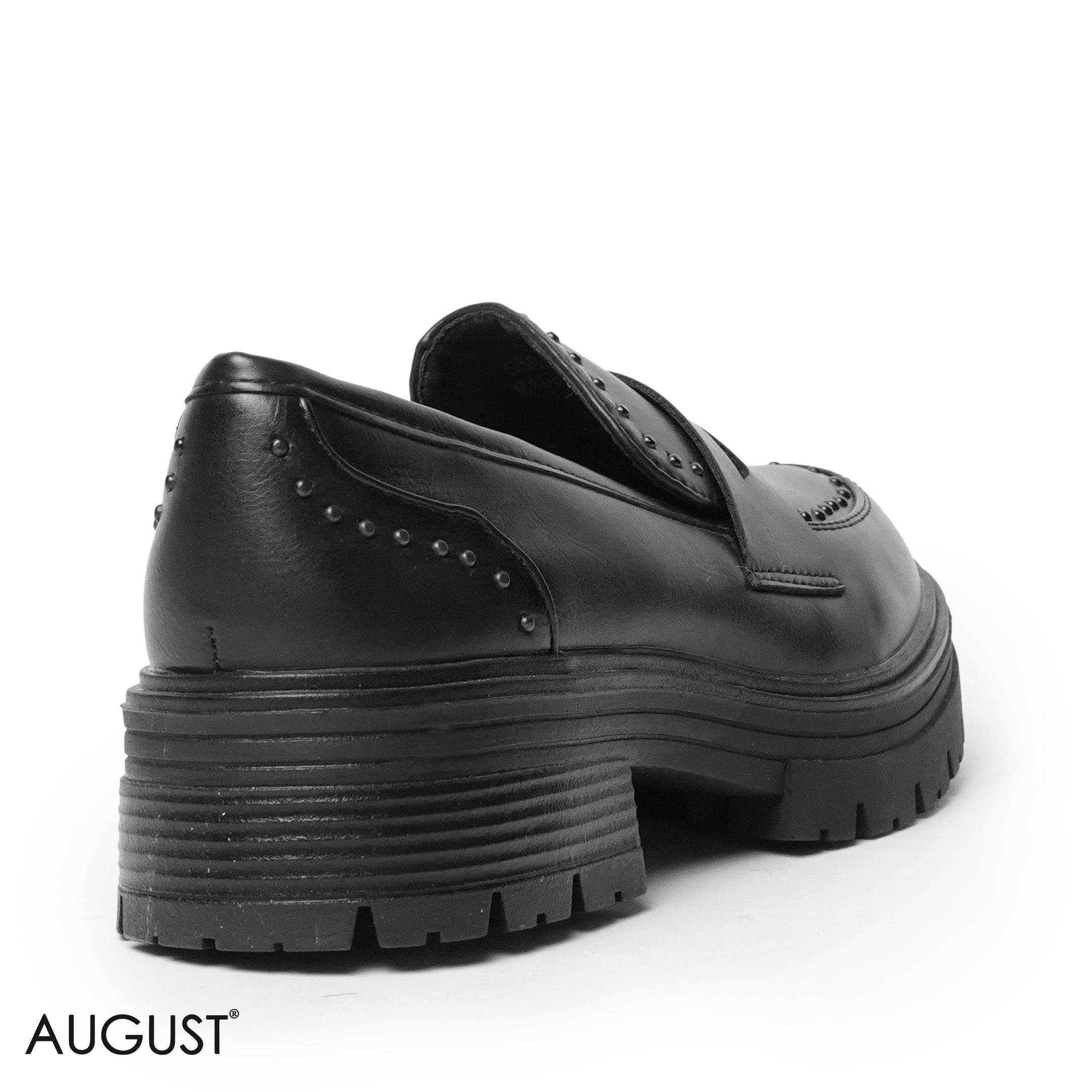 BLACK LEATHER LOAFERS WITH STUDDED NAILS