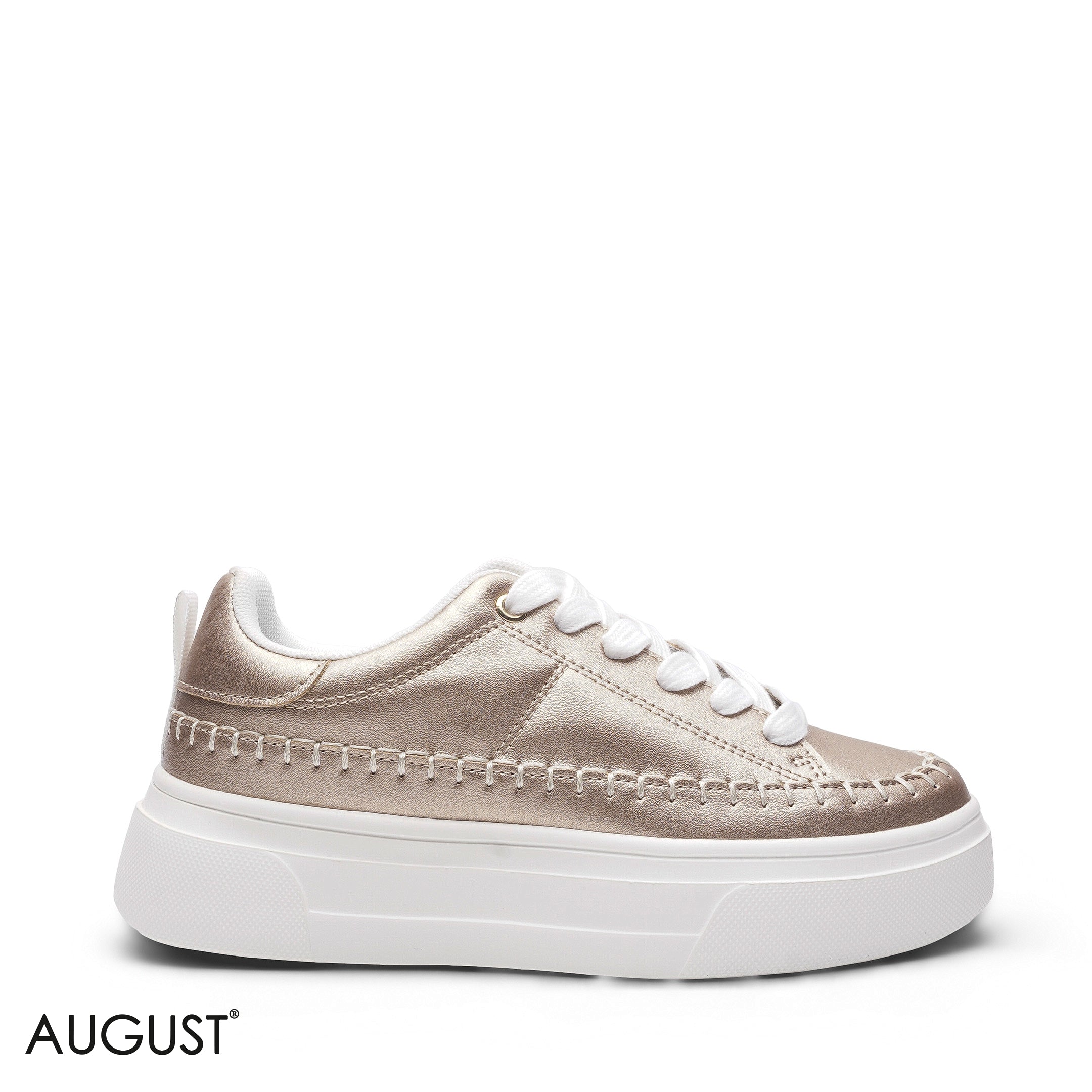 ELEGANT METALLIC BRONZE STITCHED PLATFORM SNEAKER