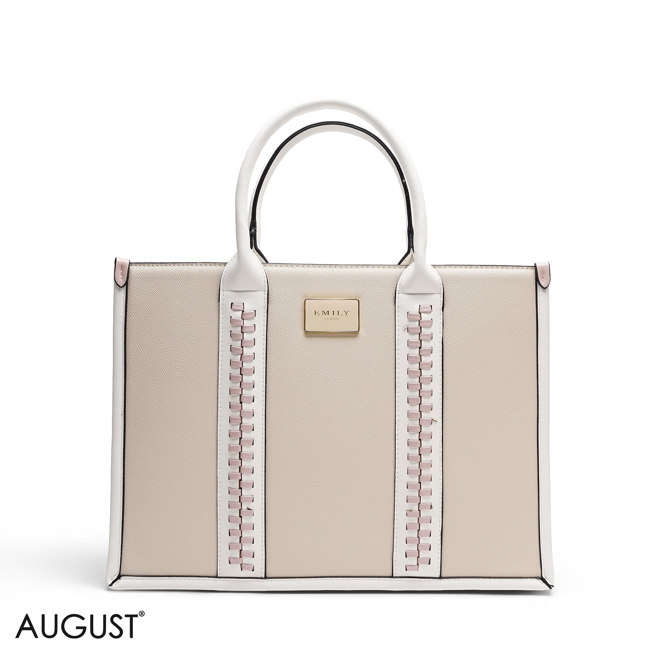 BEIGE TOTE BAG WITH SCARF AND POCKET