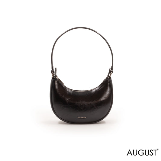 BLACK SHINY LEATHER HANDBAG -SMALL