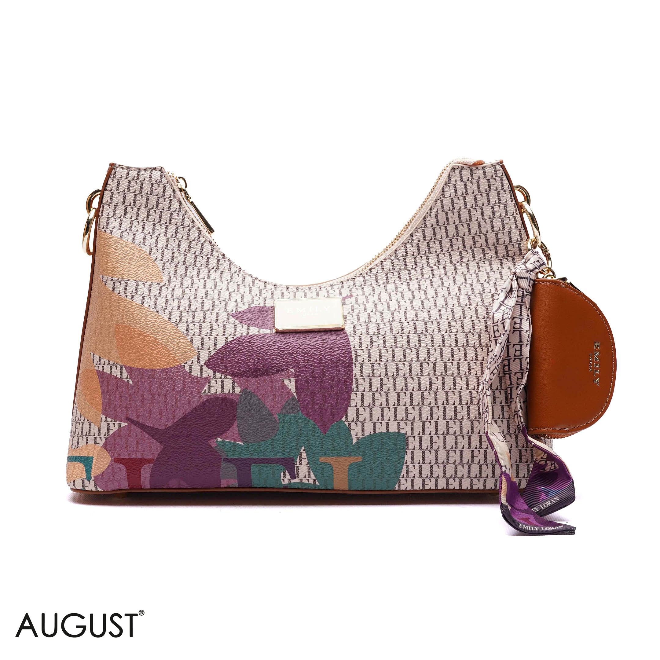 ELEGANT MONOGRAM PRINT SHOULDER BAG