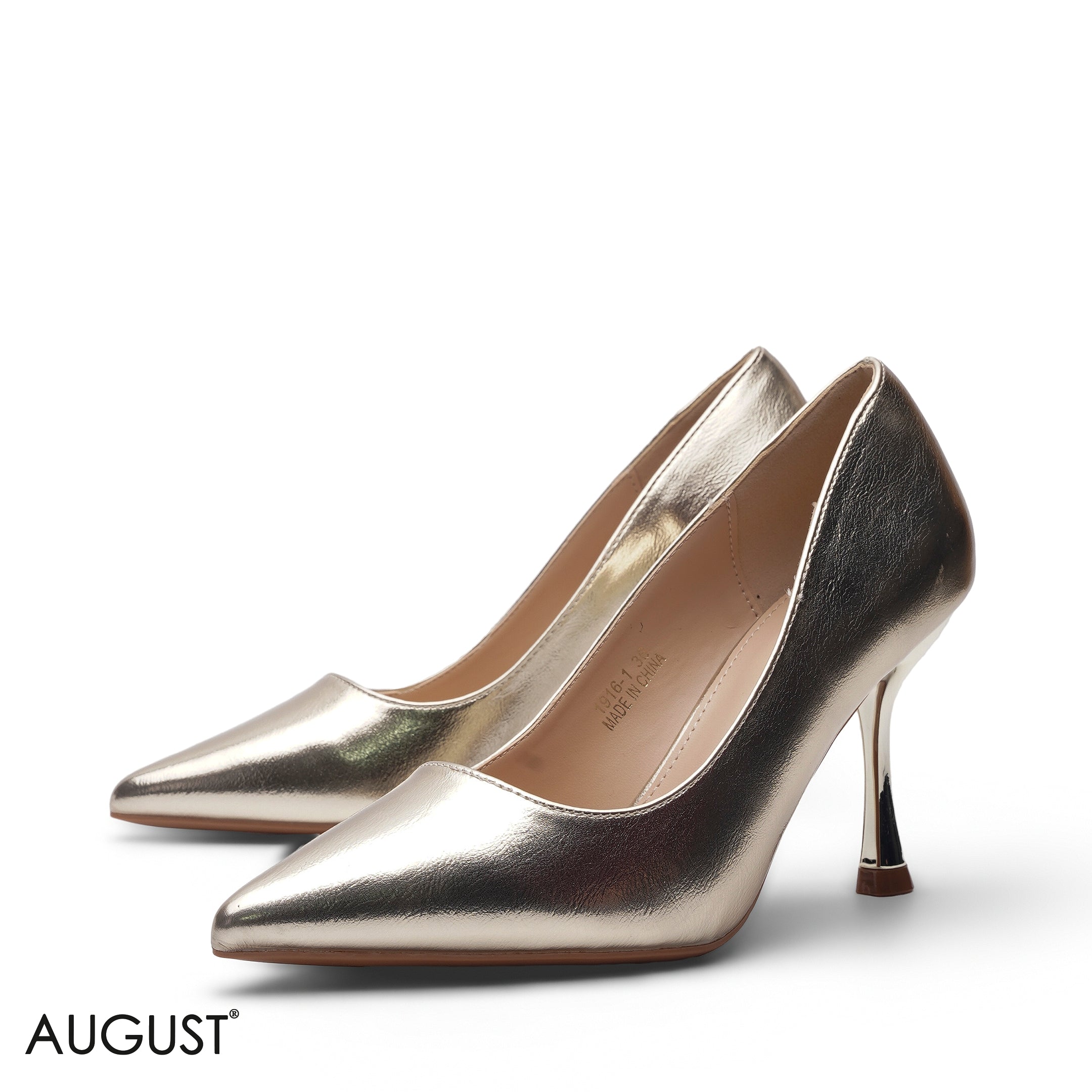GOLD CLASSIC GLOSSY LEATHER PUMPS HEELS