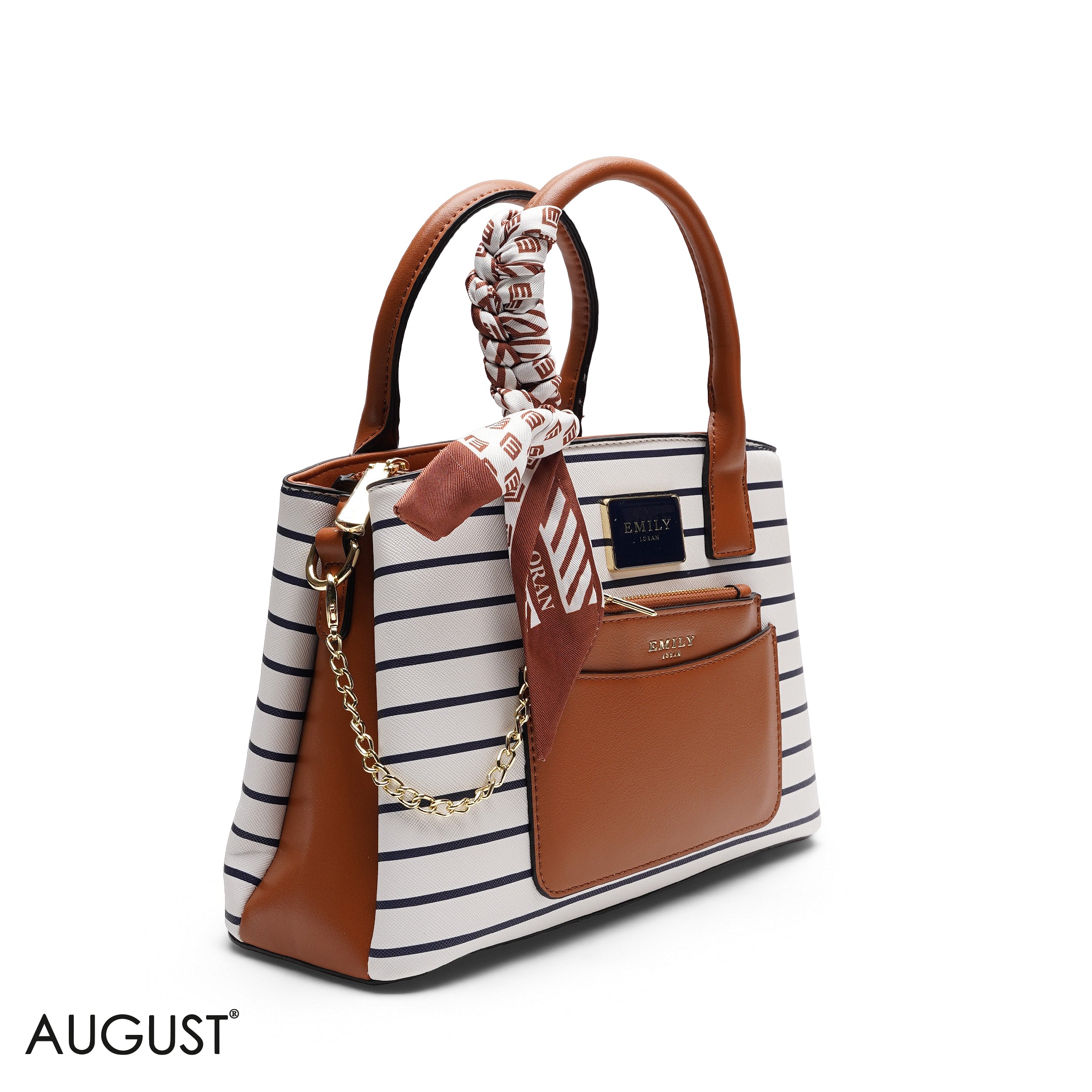CHIC SATCHEL WITH POUCH AND SIGNATURE SCARF BAG