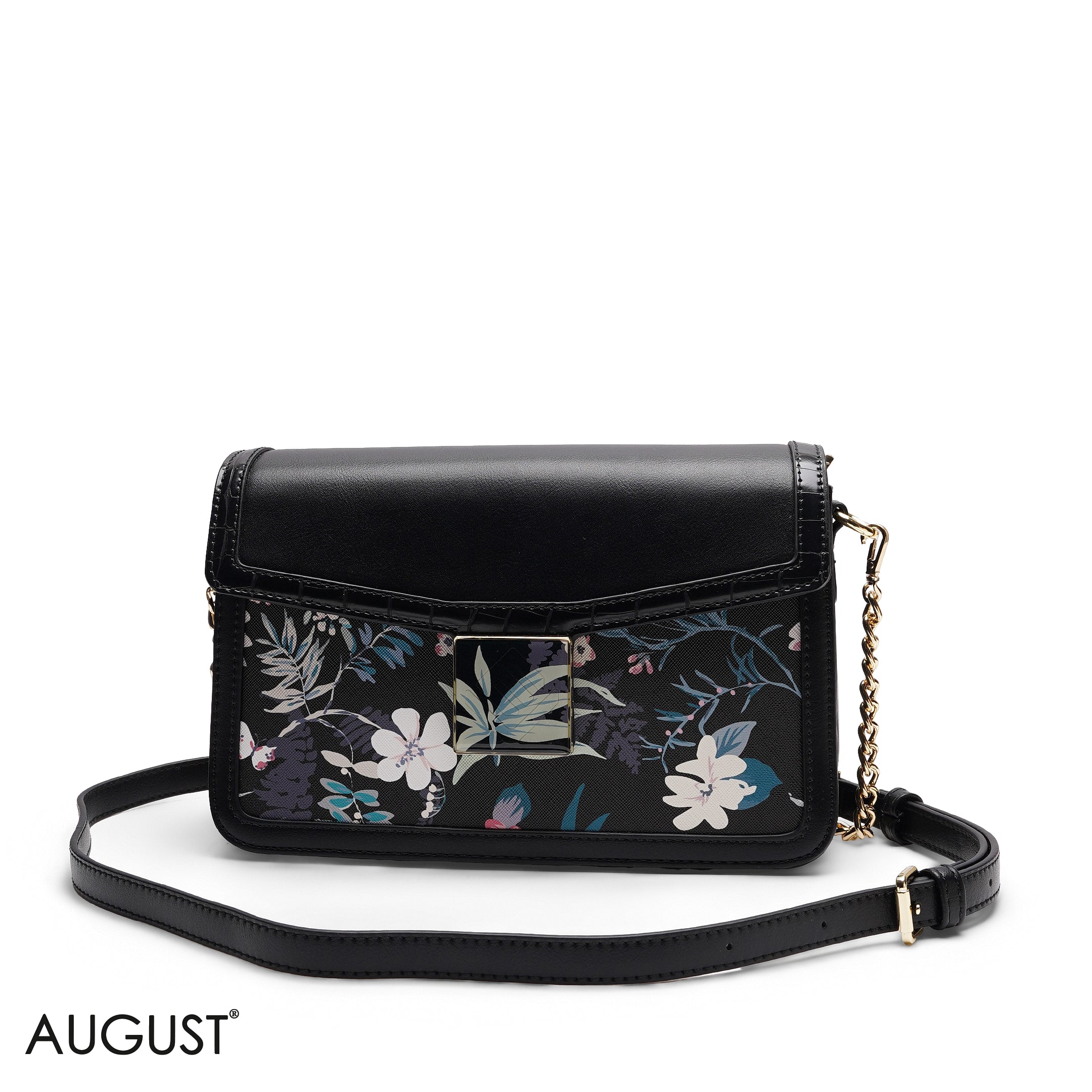 FLORAL FLAP CROSSBODY BAG