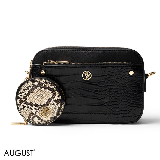 CROC LEATHER CROSSBODY WITH SNAKE DETAIL TOUCH - SMALL