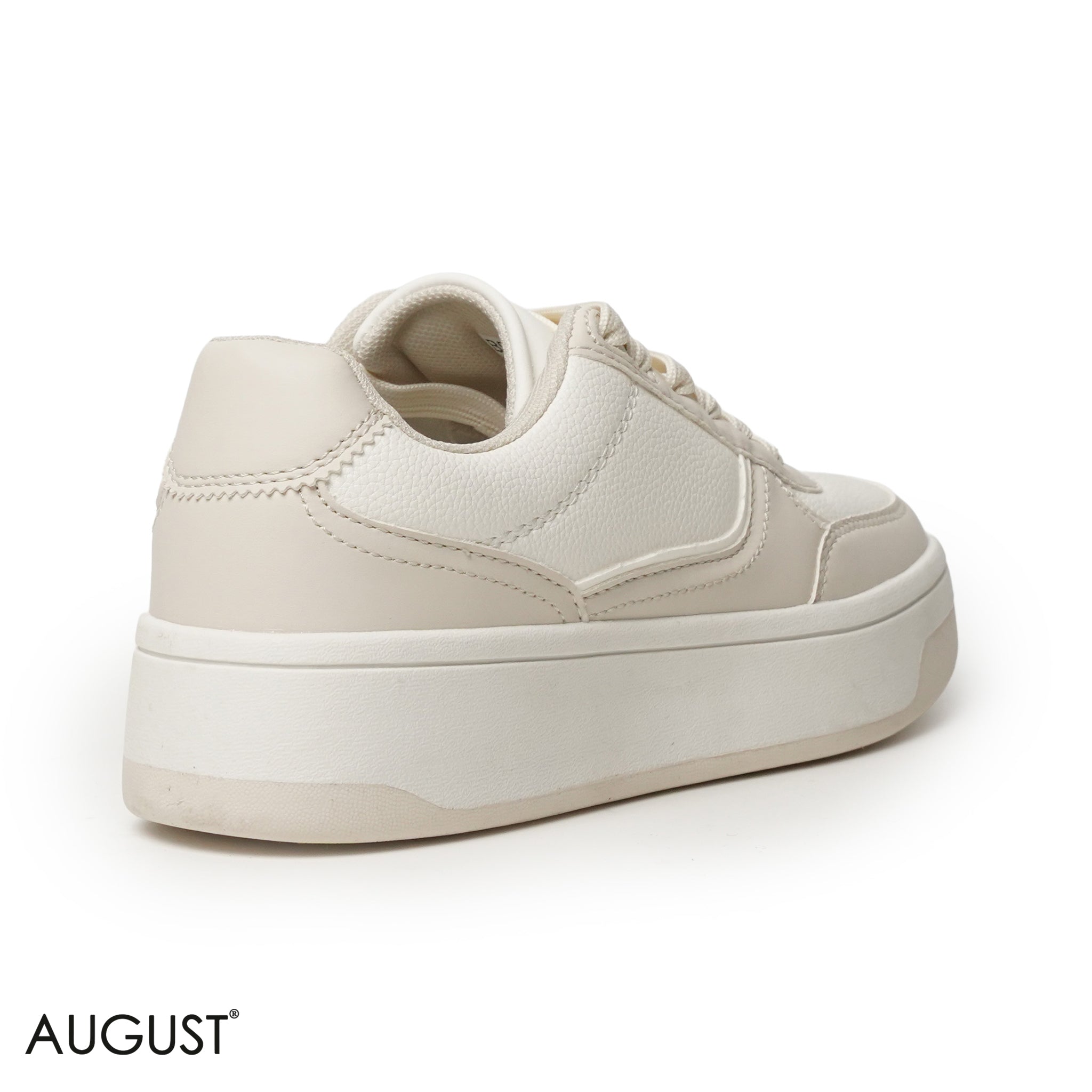 BEIGE LEATHER SNEAKERS WITH RUBBER SOLE