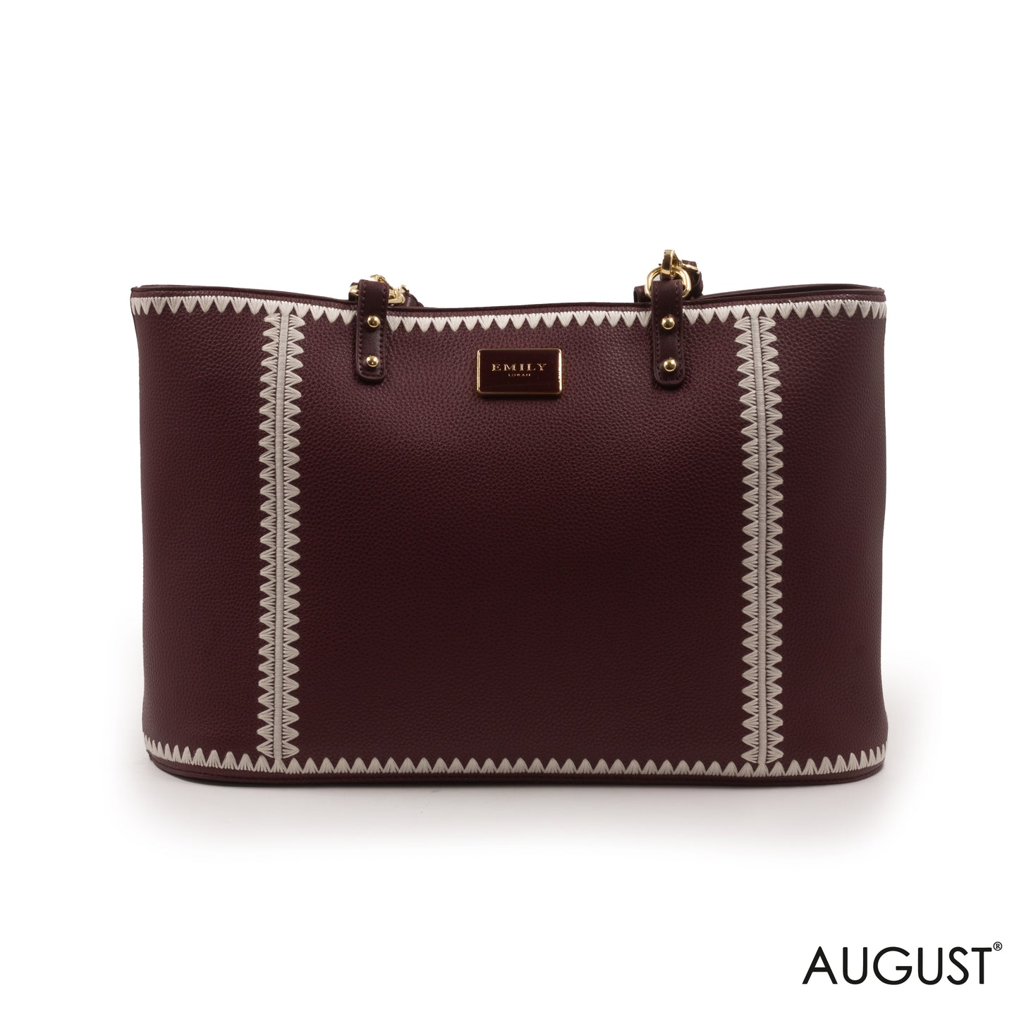 MAROON LEATHER TOTE BAG WITH SPECIAL DESIGN -LARGE