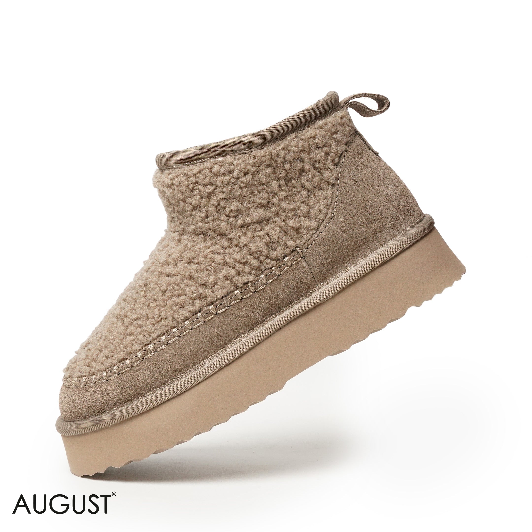 TAUPE SUEDE LEATHER UGGS WITH FUR TOUCH