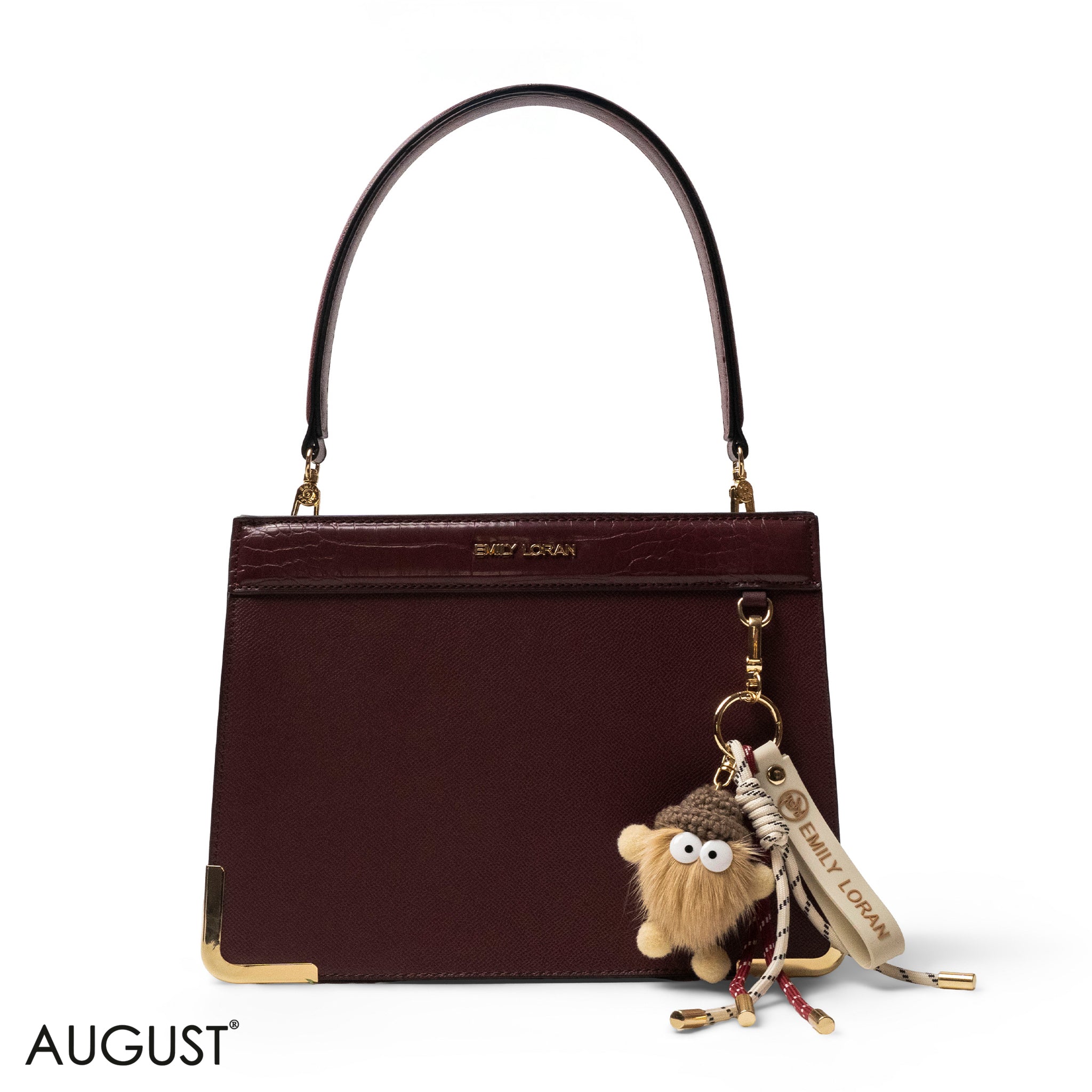 MATTE SMOOTH LEATHER HANDBAG WITH ACCESSORIES -MED