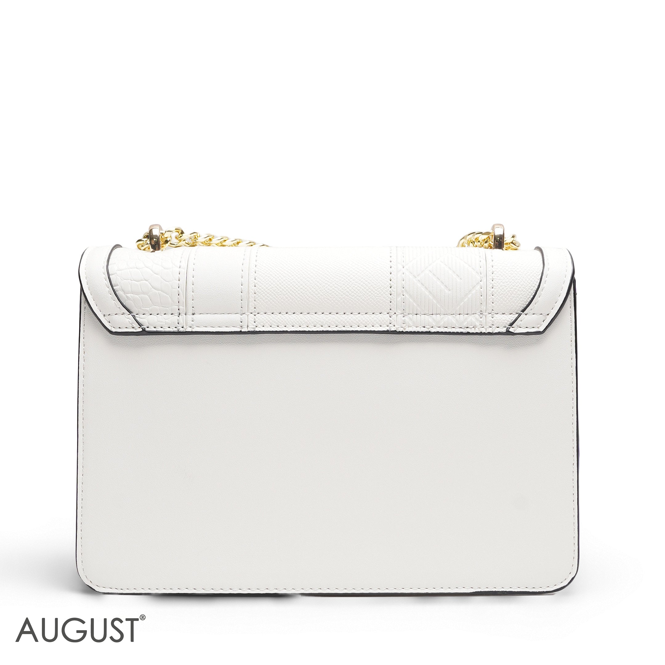 EMILY MULTI-TEXTURE SOLID WHITE CROSSBODY BAG - MED
