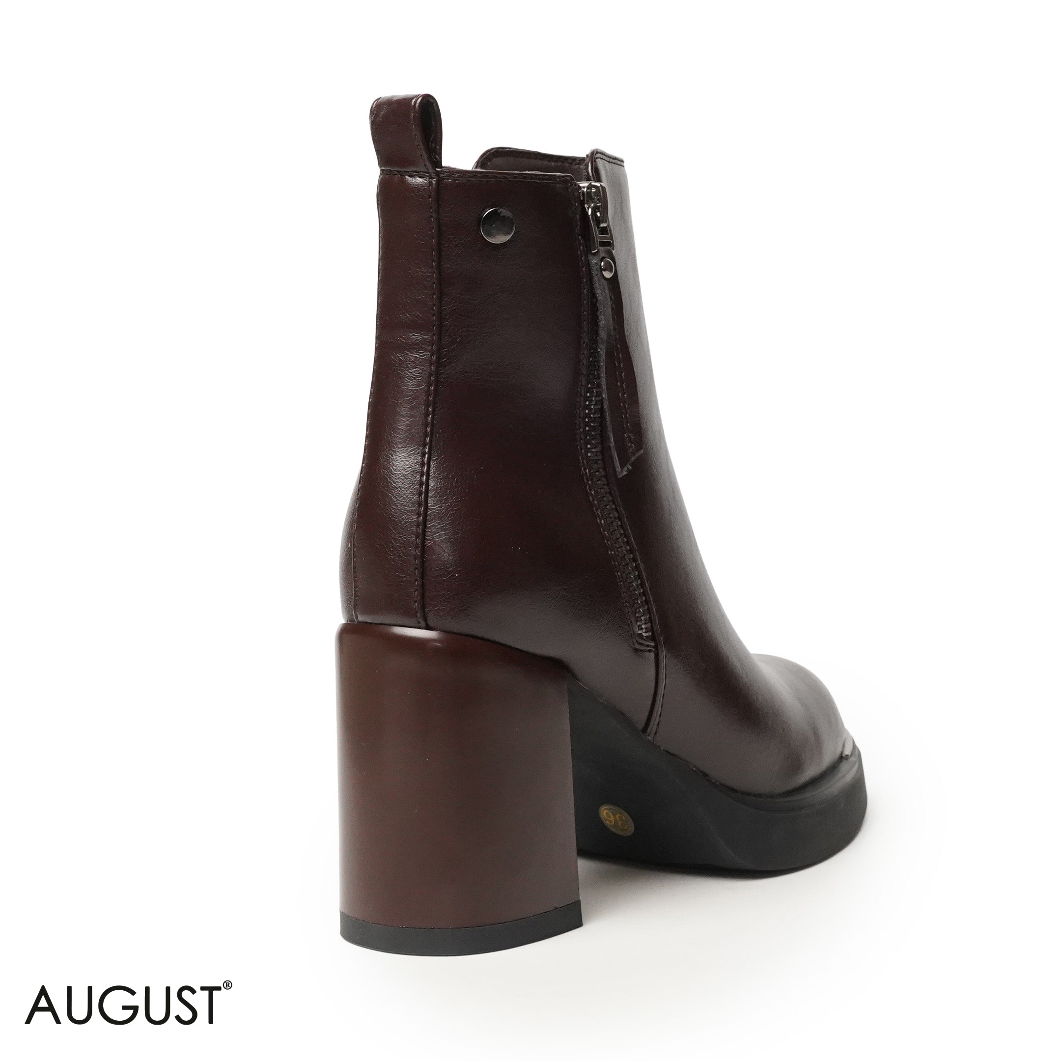 SHINY LEATHER HEELED ANKLE BOOTS WITH ZIPPER