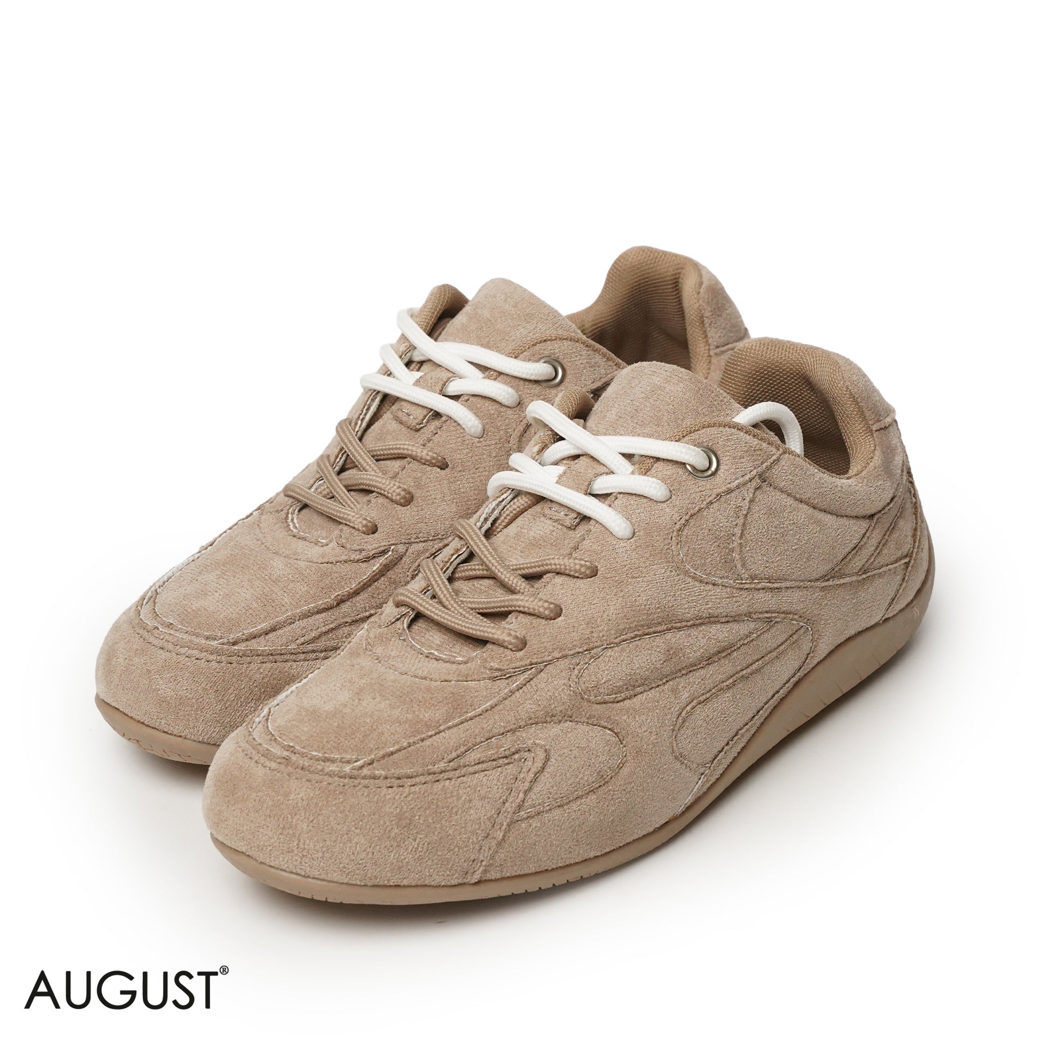 TAUPE CHAMOIS LEATHER SNEAKERS WITH COLORFUL BOND