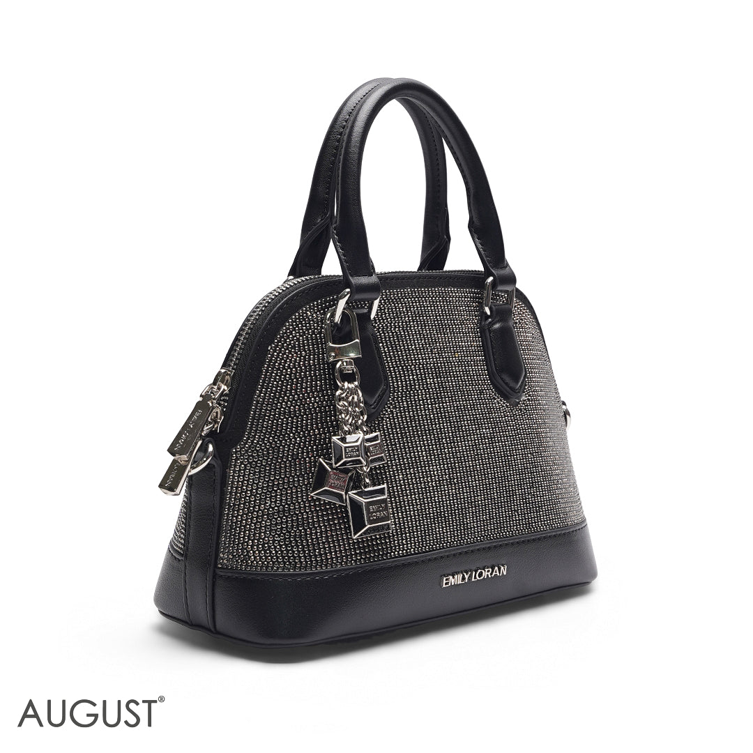 BLACK GLITTER DOME BAG
