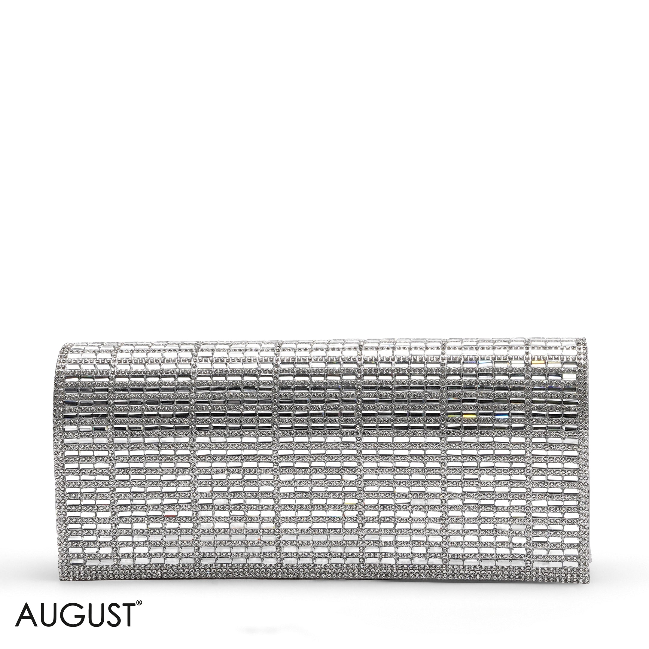 SILVER SHIMMERING CRYSTAL EVENING CLUTCH