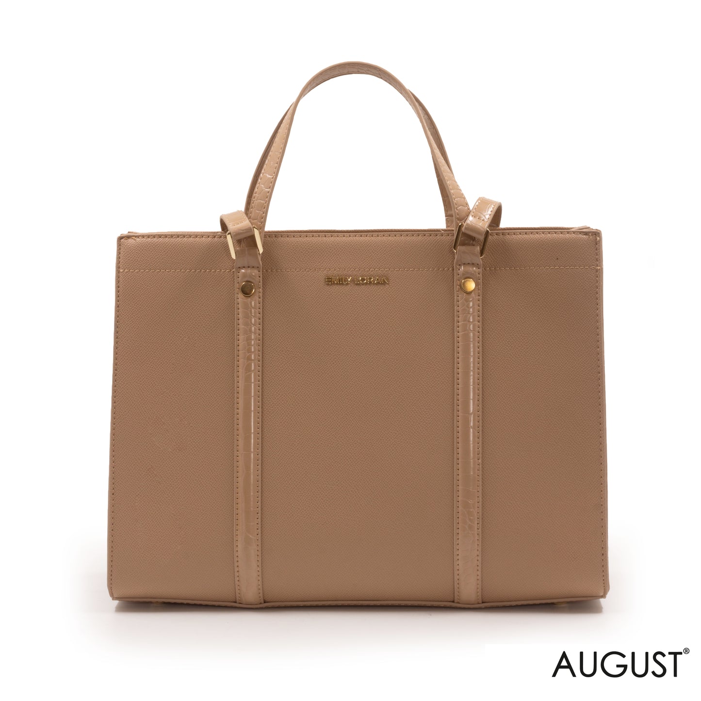 BEIGE EMILY LORAN HANDBAG WITH BEIGE LEATHER TRIM -LARGE