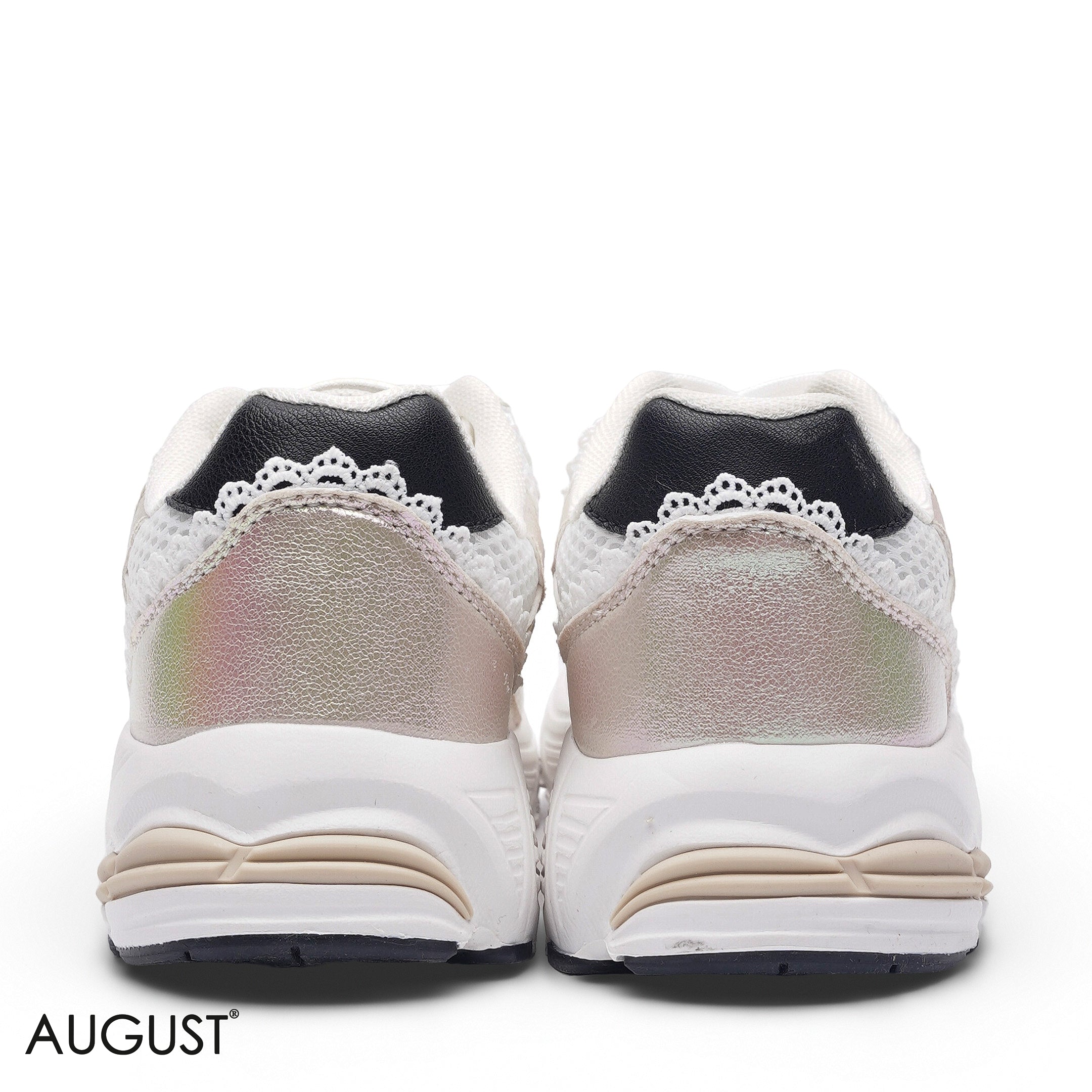 ELEGANT BEIGE SILVER MESH RUNNING SNEAKER