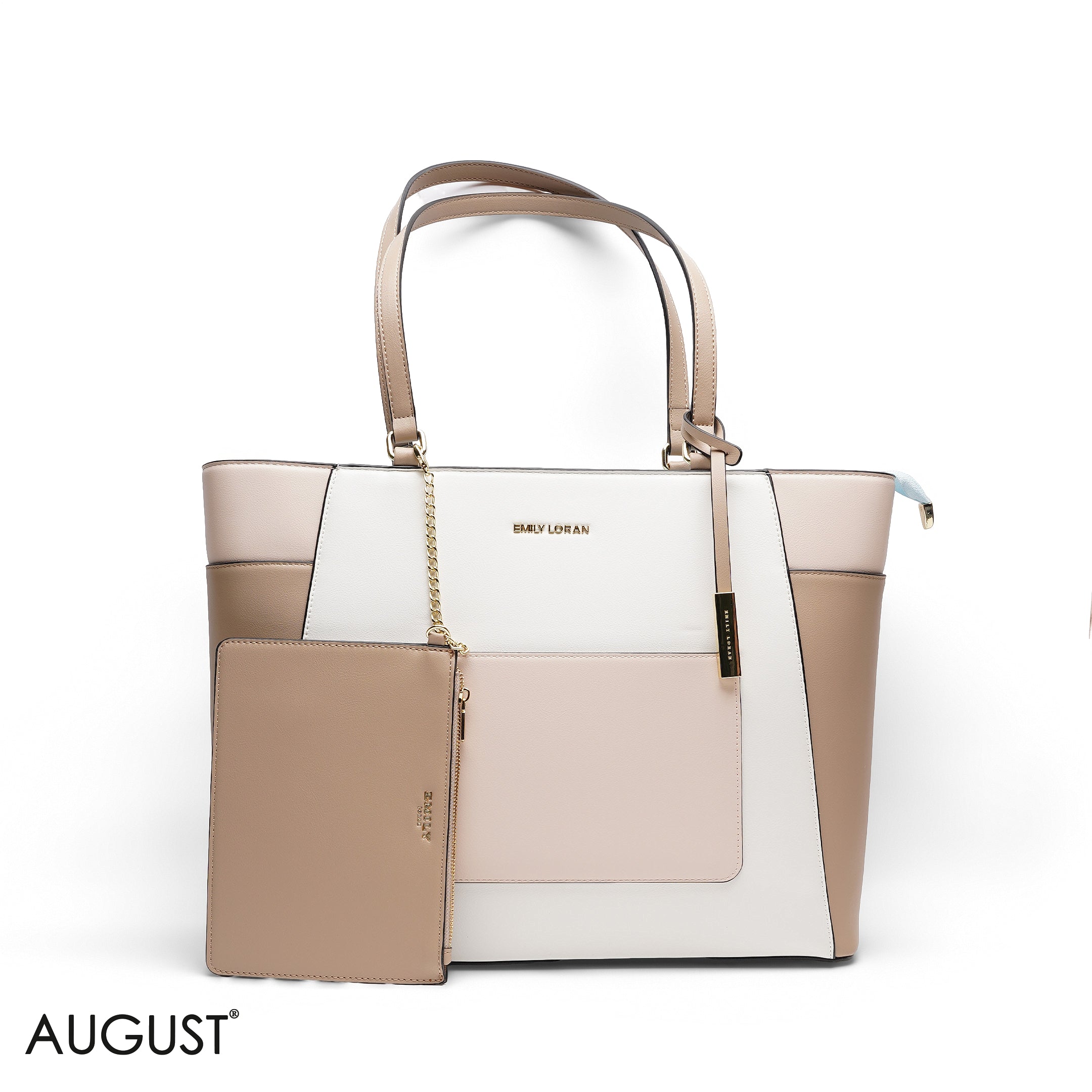MIXED-TEXTURE PANELLED TOTE SET