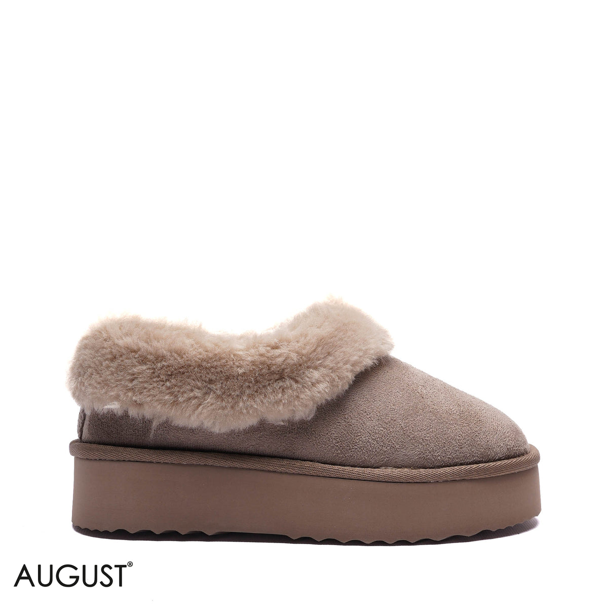 PLATFORM FAUX-FUR SUEDE ANKLE BOOTS